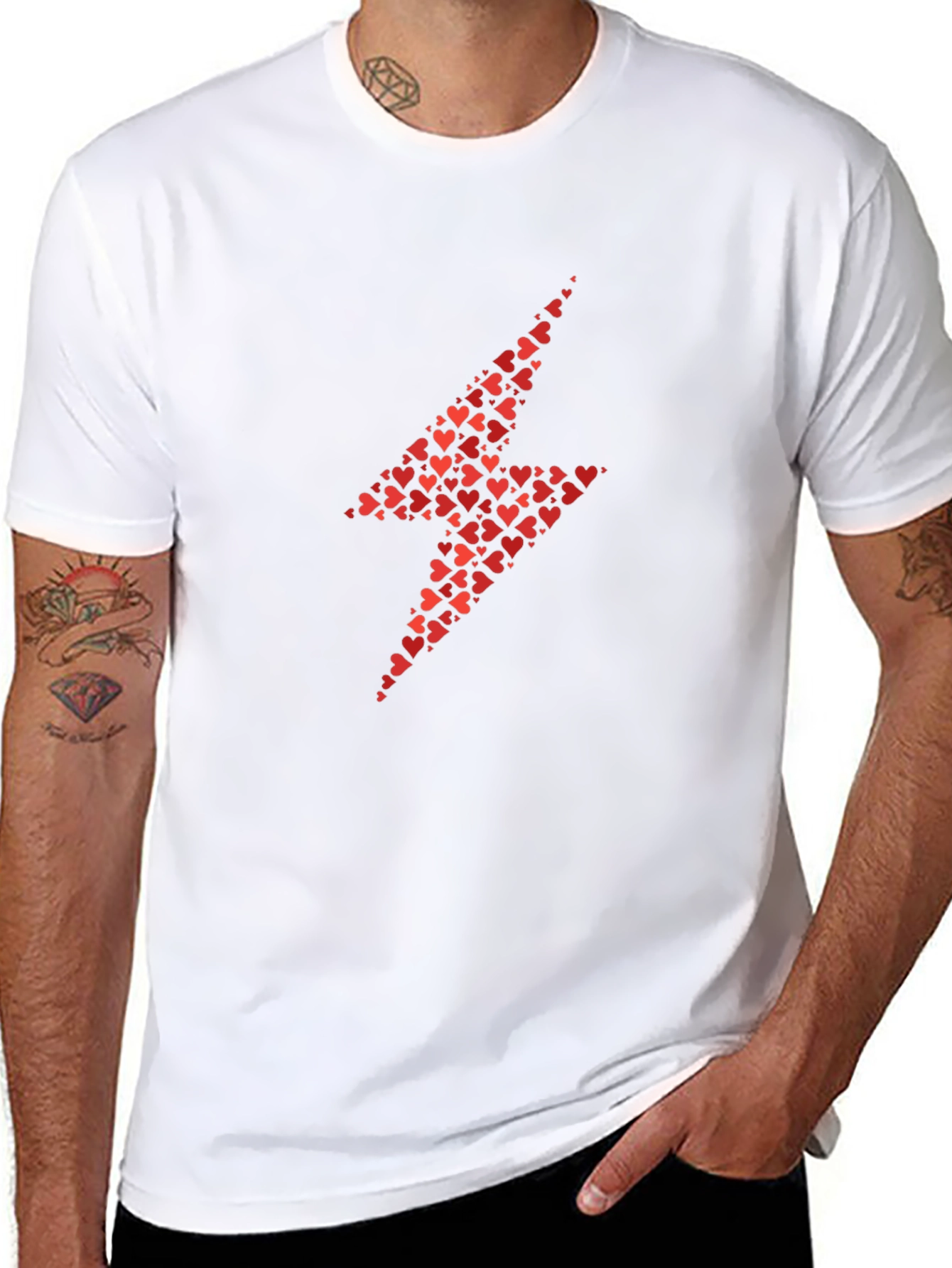 Heart Lightning Bolt T-Shirt - Black