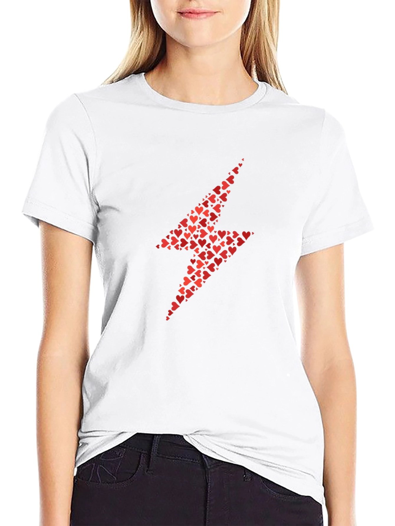 Heart Lightning Bolt T-Shirt - Black