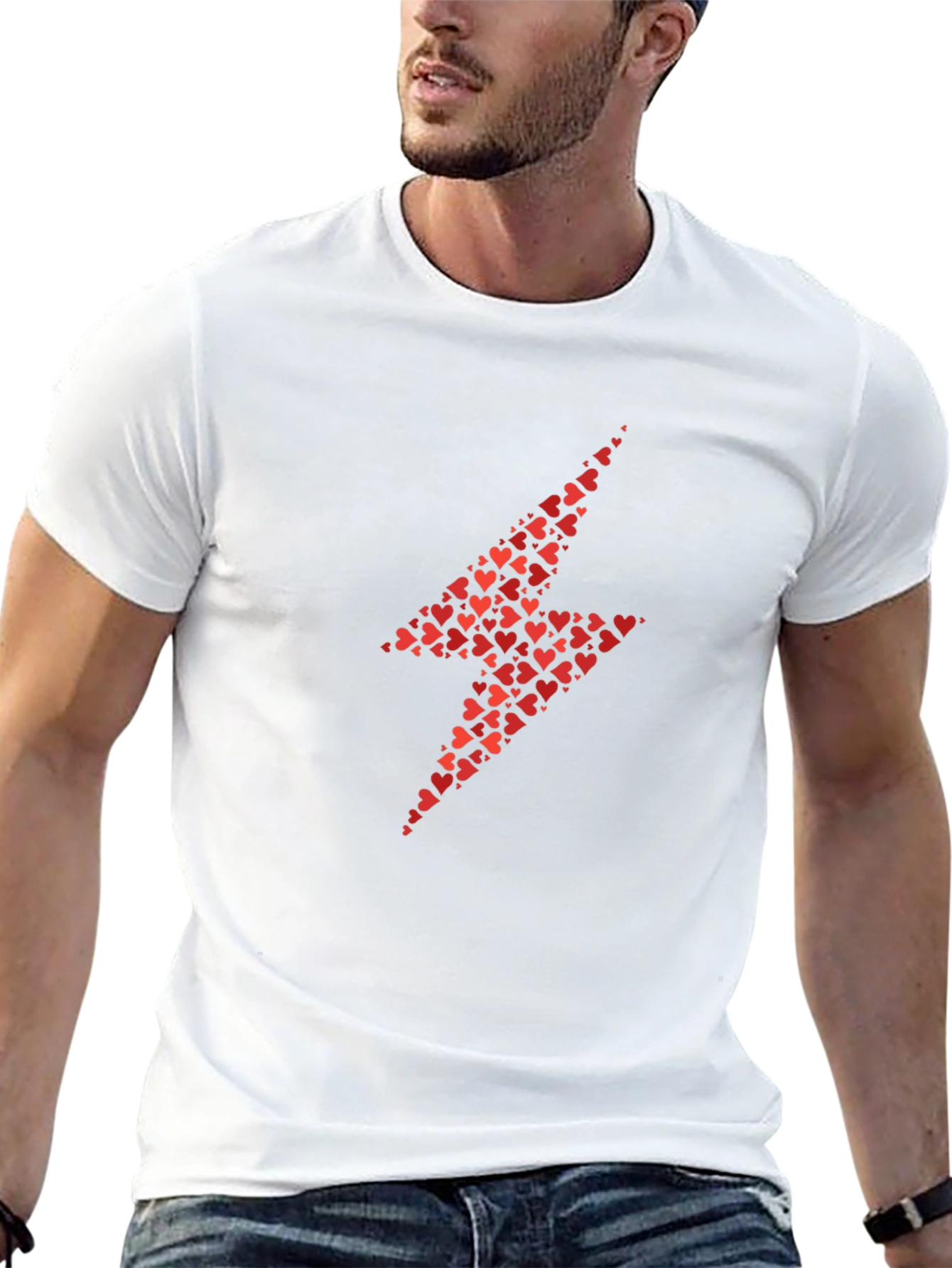 Heart Lightning Bolt T-Shirt - Black