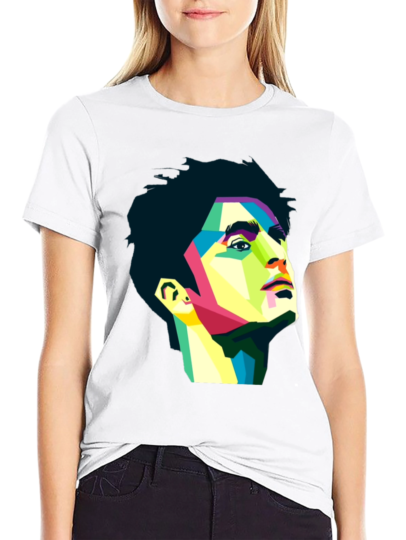 Abstract Portrait Graphic Tee - Black