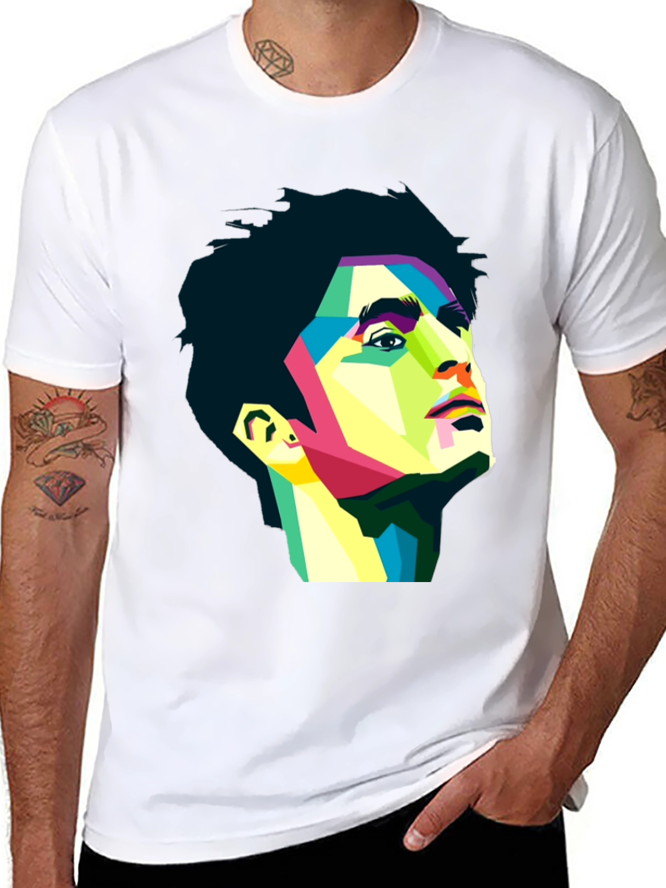 Abstract Portrait Graphic Tee - Black