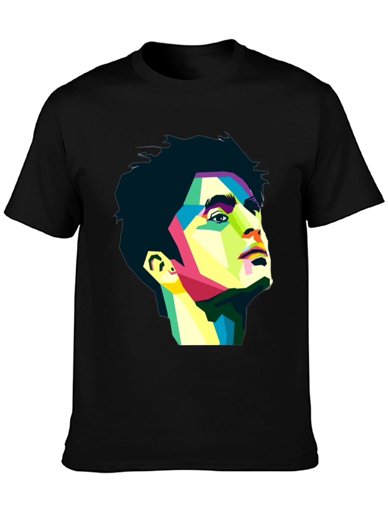 Abstract Portrait Graphic Tee - Black