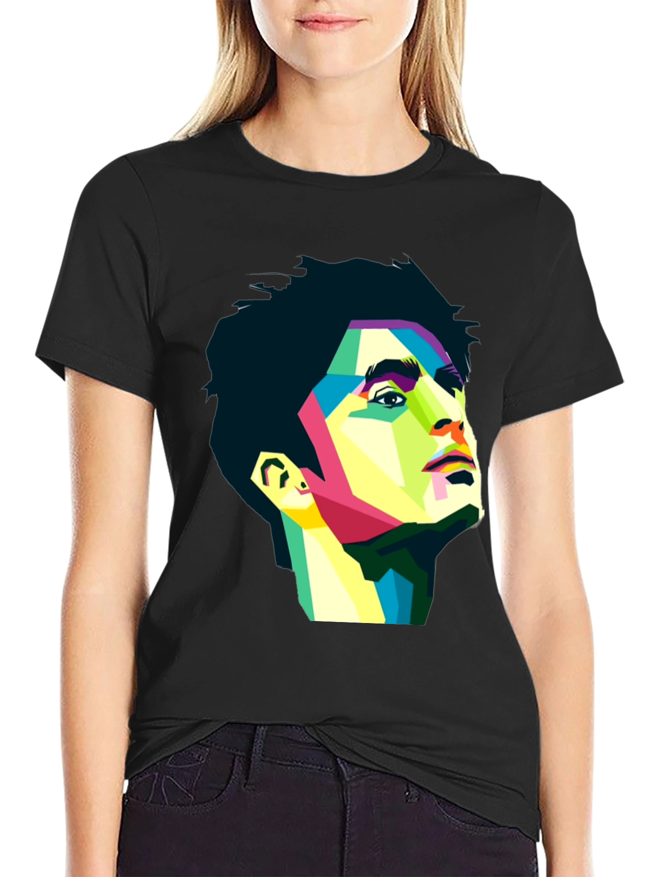 Abstract Portrait Graphic Tee - Black