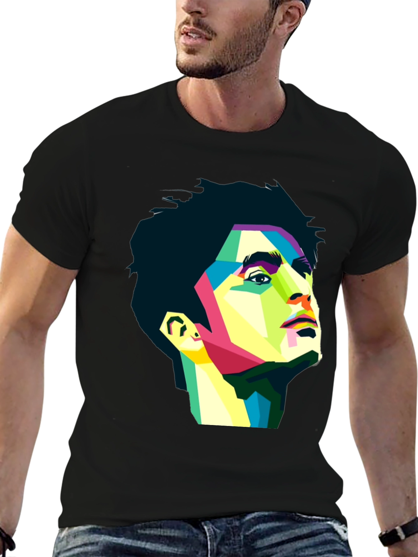 Abstract Portrait Graphic Tee - Black
