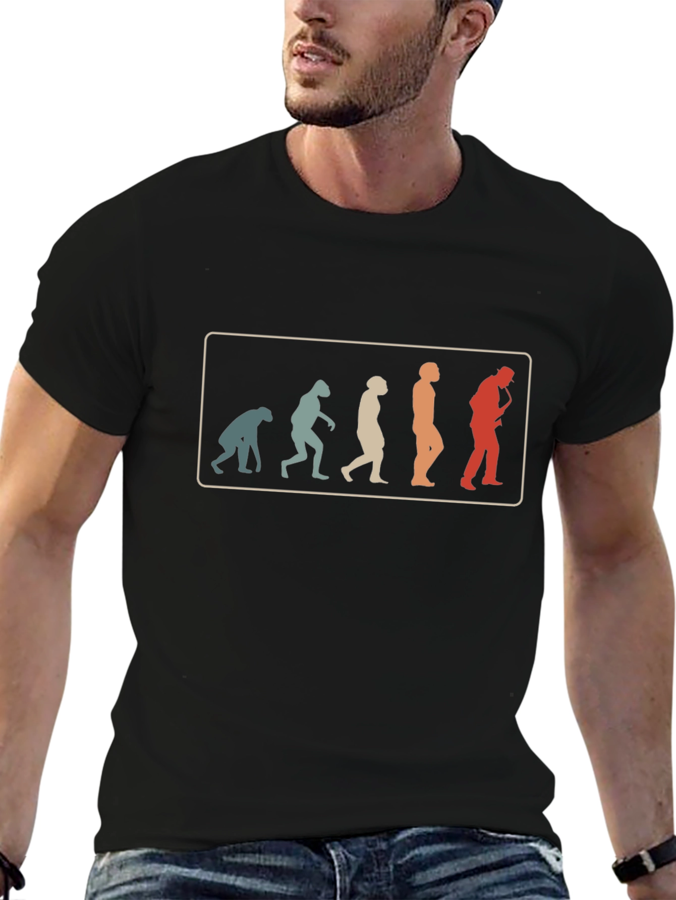 Evolution of Saxophone Player T-Shirt - Retro Music Tee