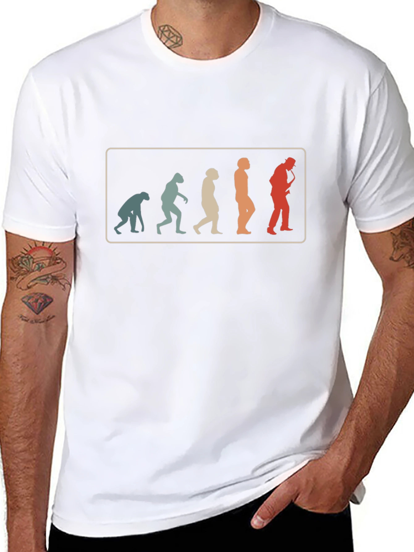 Evolution of Saxophone Player T-Shirt - Retro Music Tee
