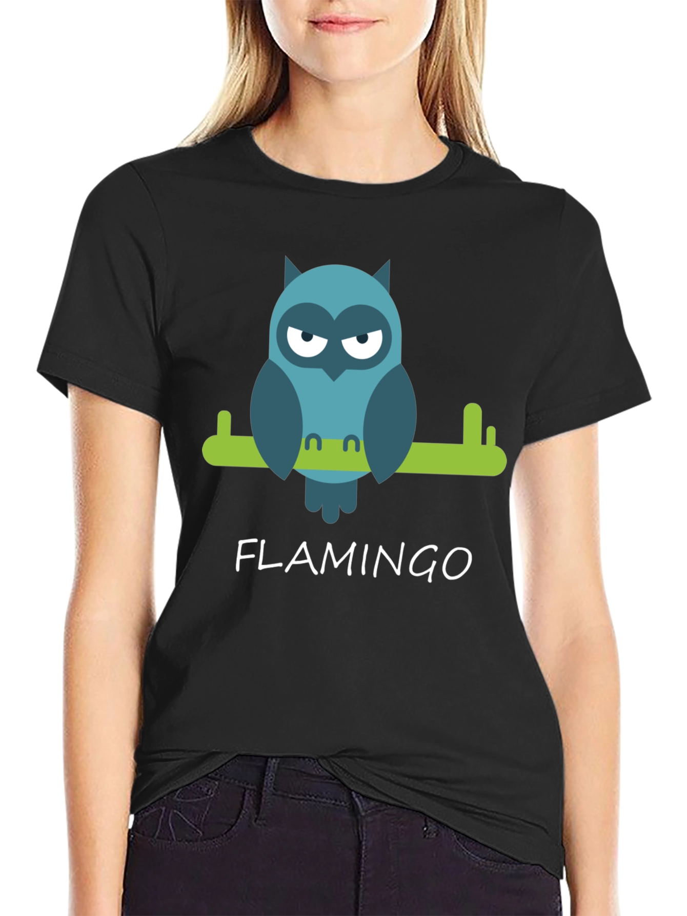 Cool Owl Graphic Tee - Flamingo Funny Design
