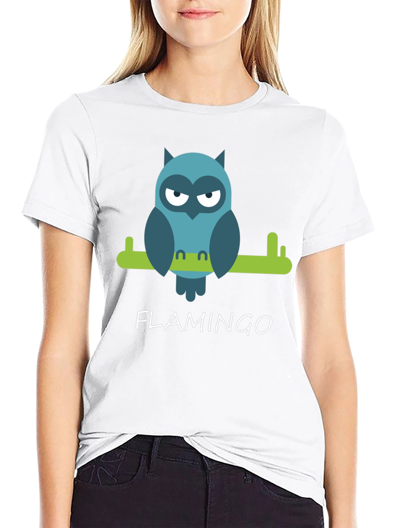 Cool Owl Graphic Tee - Flamingo Funny Design