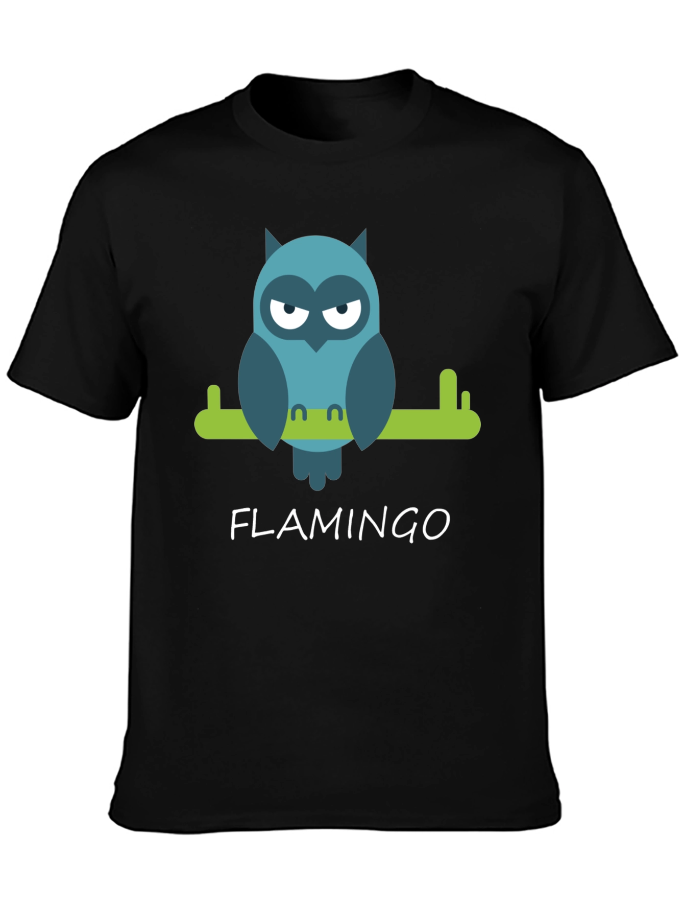 Cool Owl Graphic Tee - Flamingo Funny Design