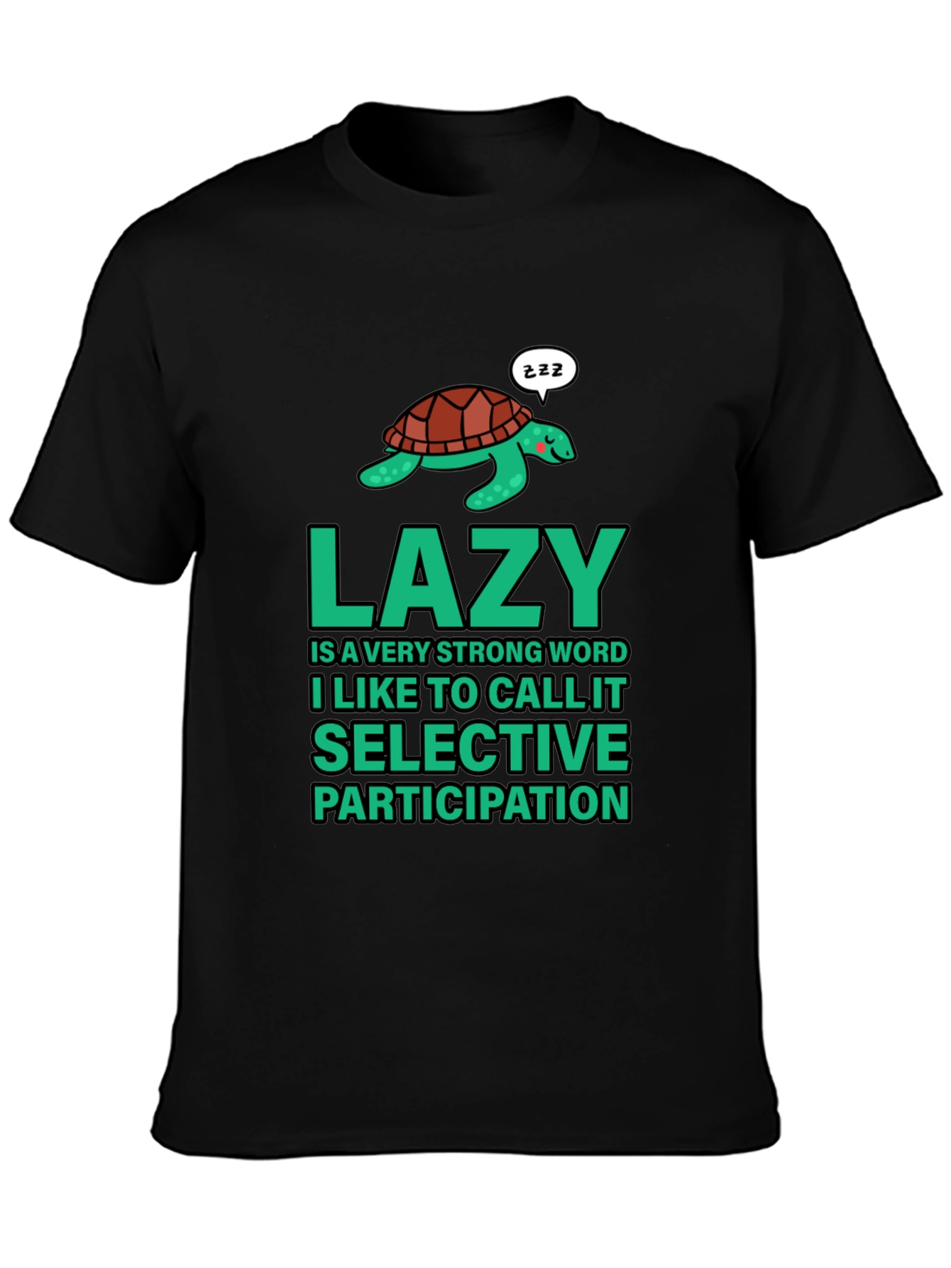 Lazy Turtle Graphic T-Shirt - Mens Black Cotton Tee