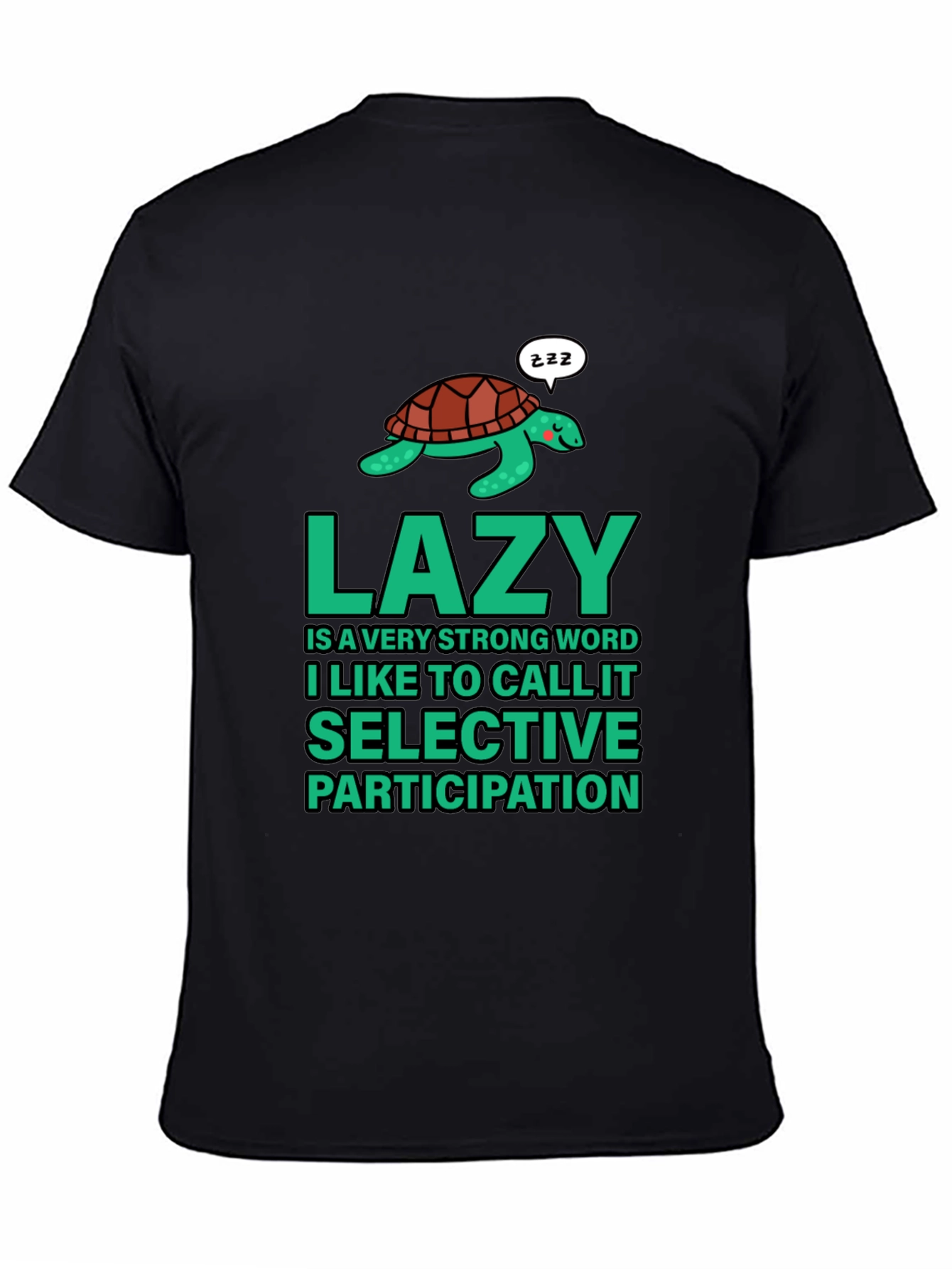 Lazy Turtle Graphic T-Shirt - Mens Black Cotton Tee