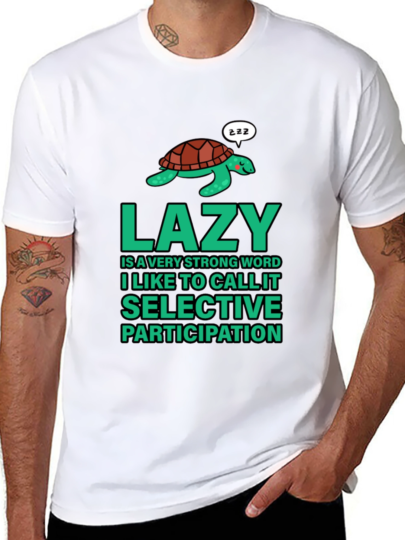 Lazy Turtle Graphic T-Shirt - Mens Black Cotton Tee