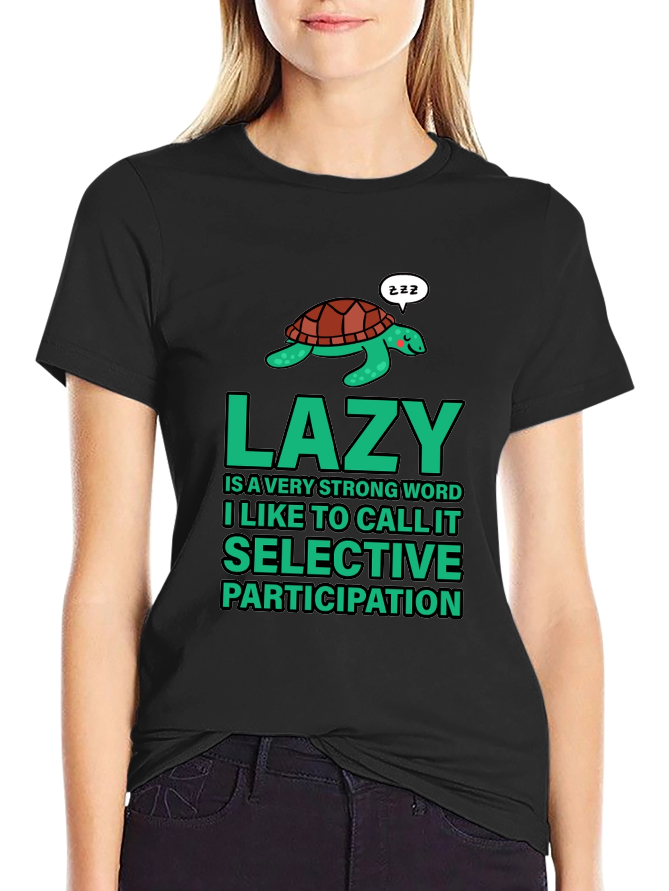 Lazy Turtle Graphic T-Shirt - Mens Black Cotton Tee