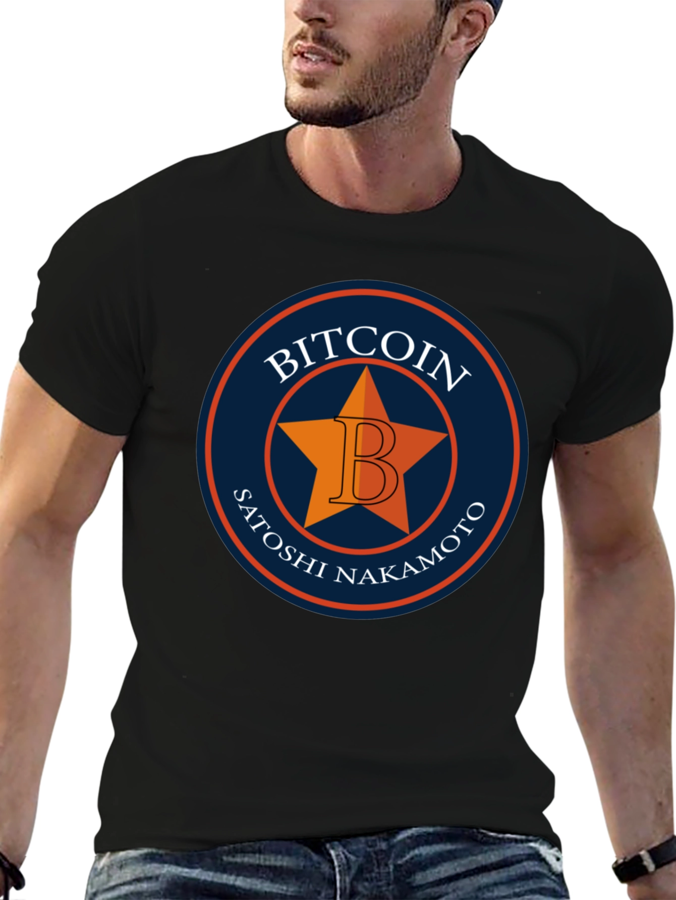 Bitcoin Satoshi Nakamoto Star Graphic T-Shirt