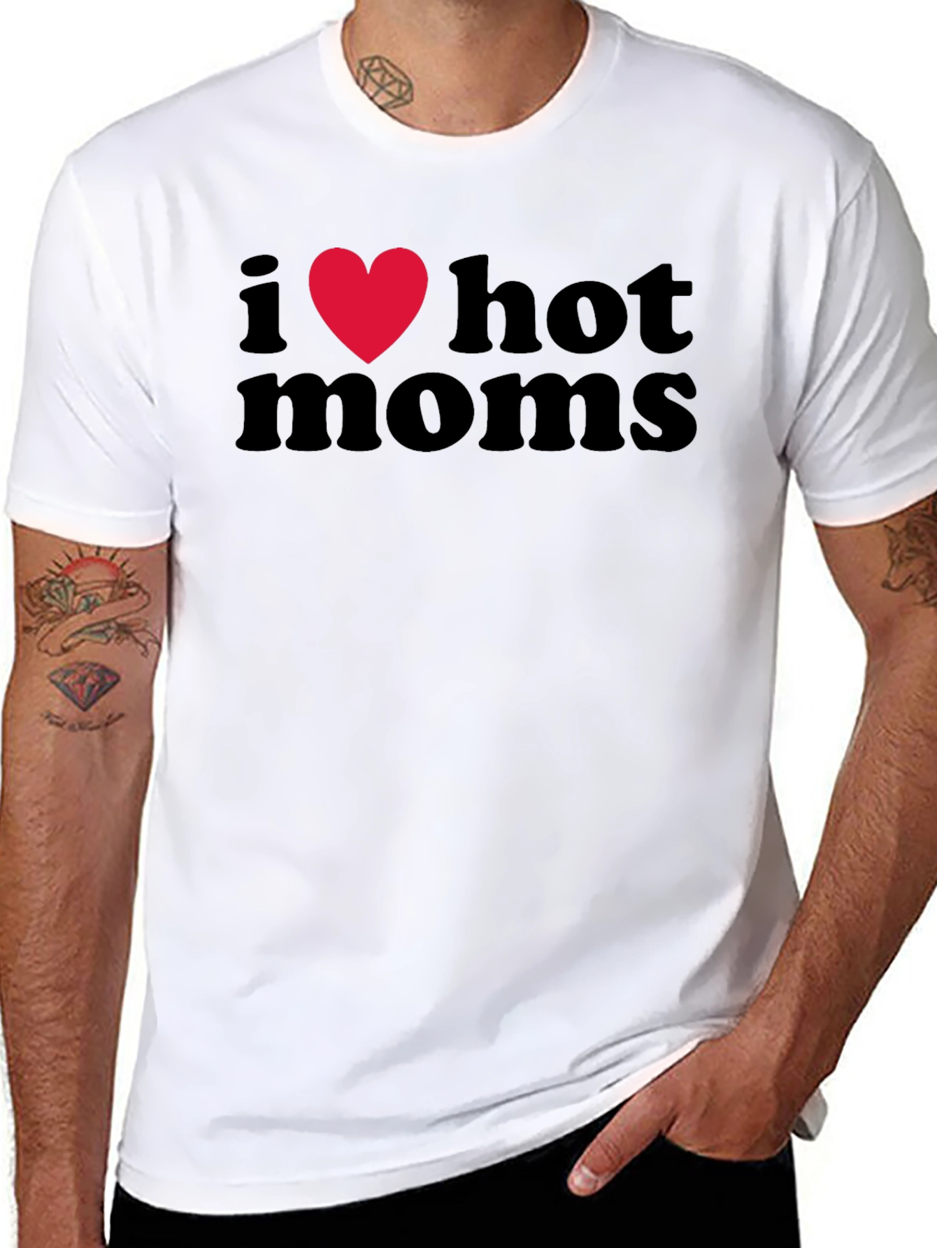 I Heart Hot Moms Black Graphic T-Shirt