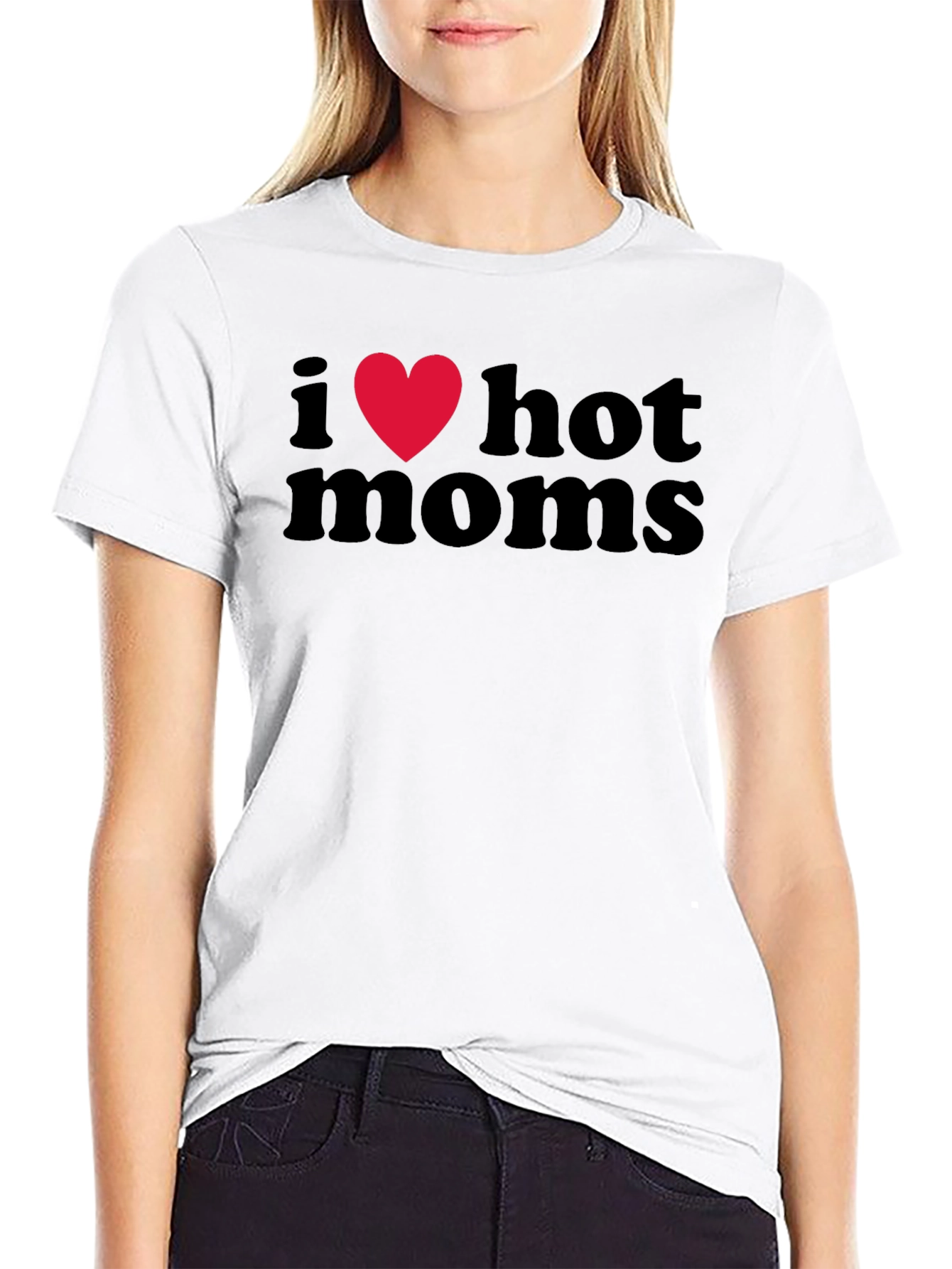 I Heart Hot Moms Black Graphic T-Shirt