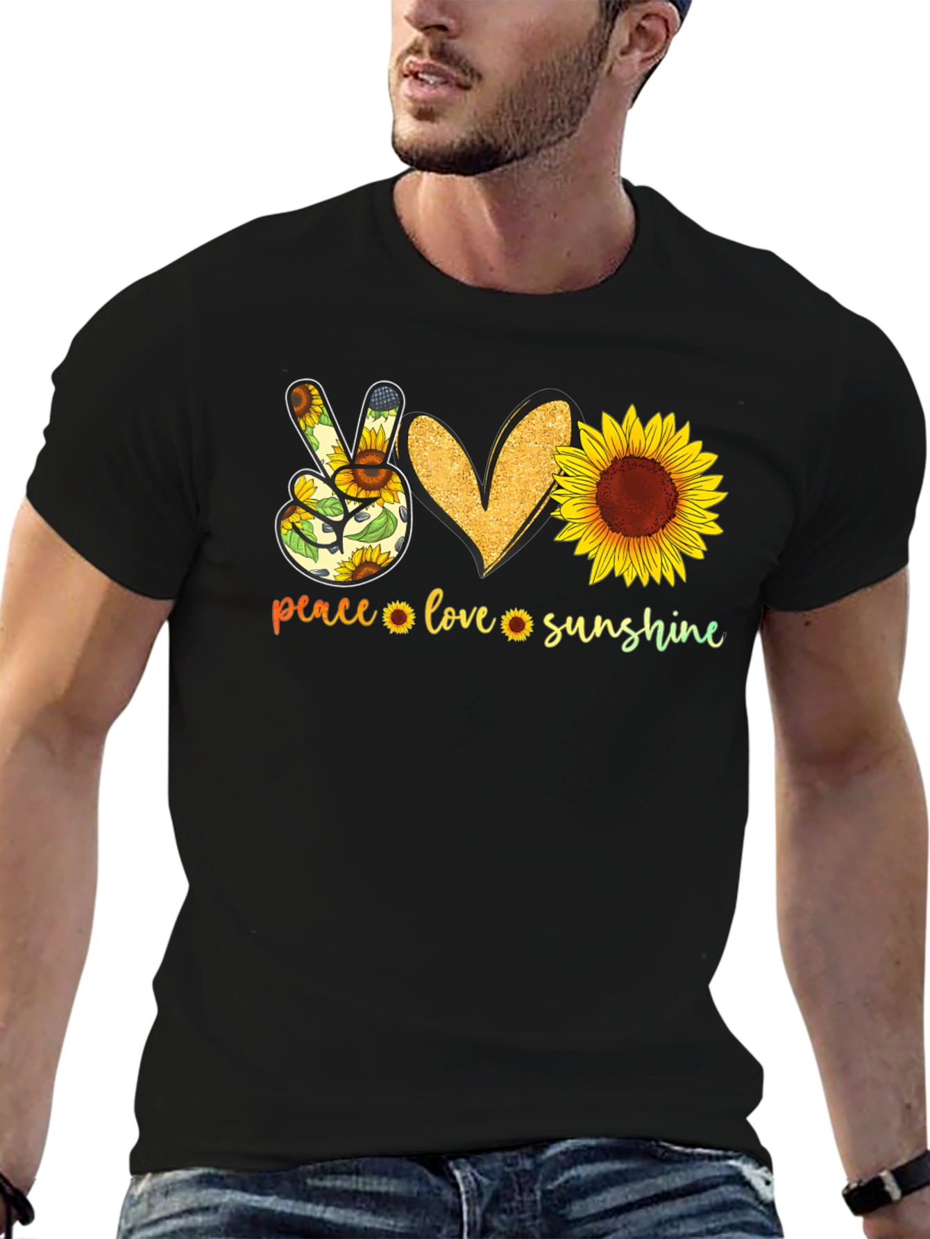 Peace Love Sunshine Sunflower Graphic Tee