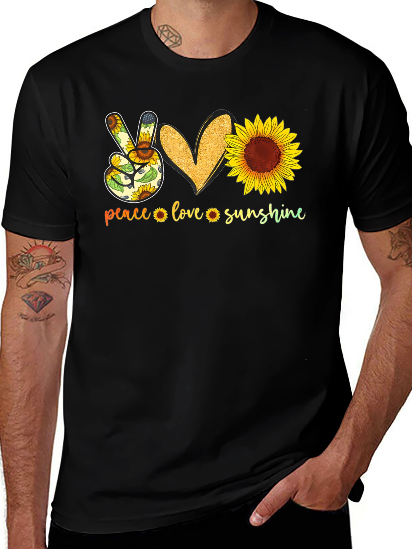 Peace Love Sunshine Sunflower Graphic Tee