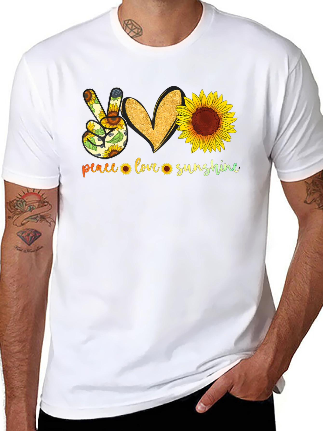 Peace Love Sunshine Sunflower Graphic Tee