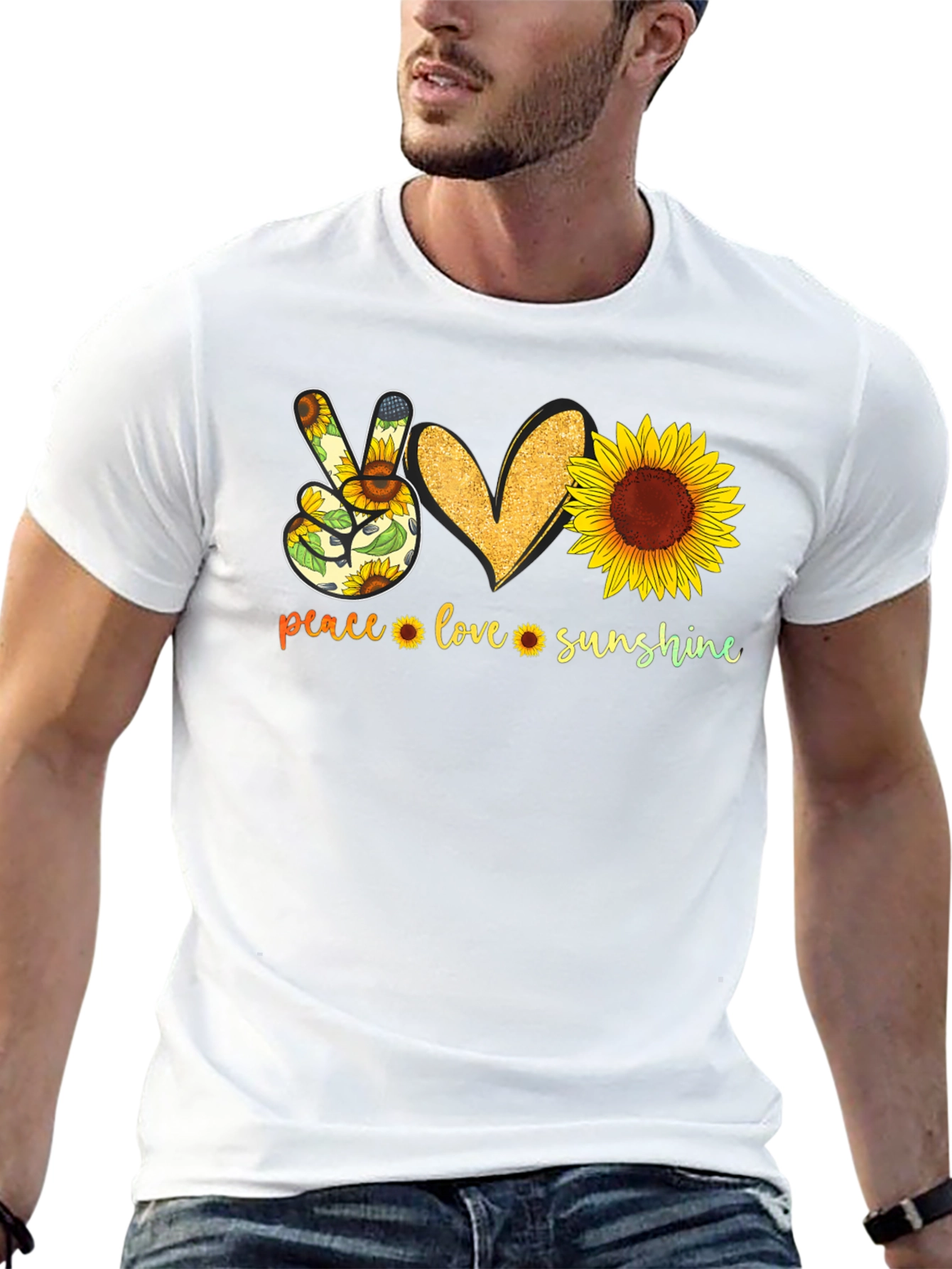 Peace Love Sunshine Sunflower Graphic Tee