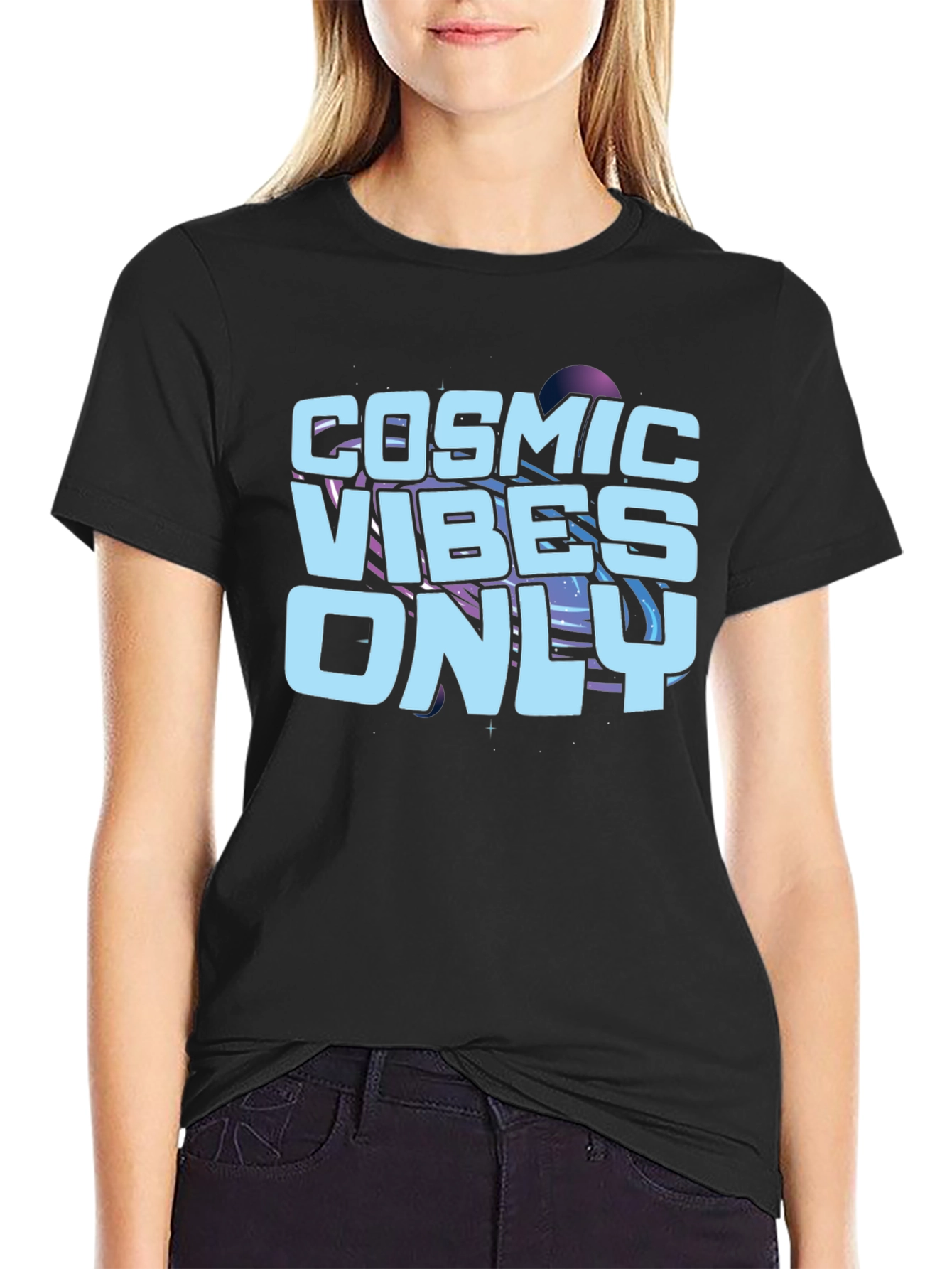 Cosmic Vibes Only Black Graphic Tee
