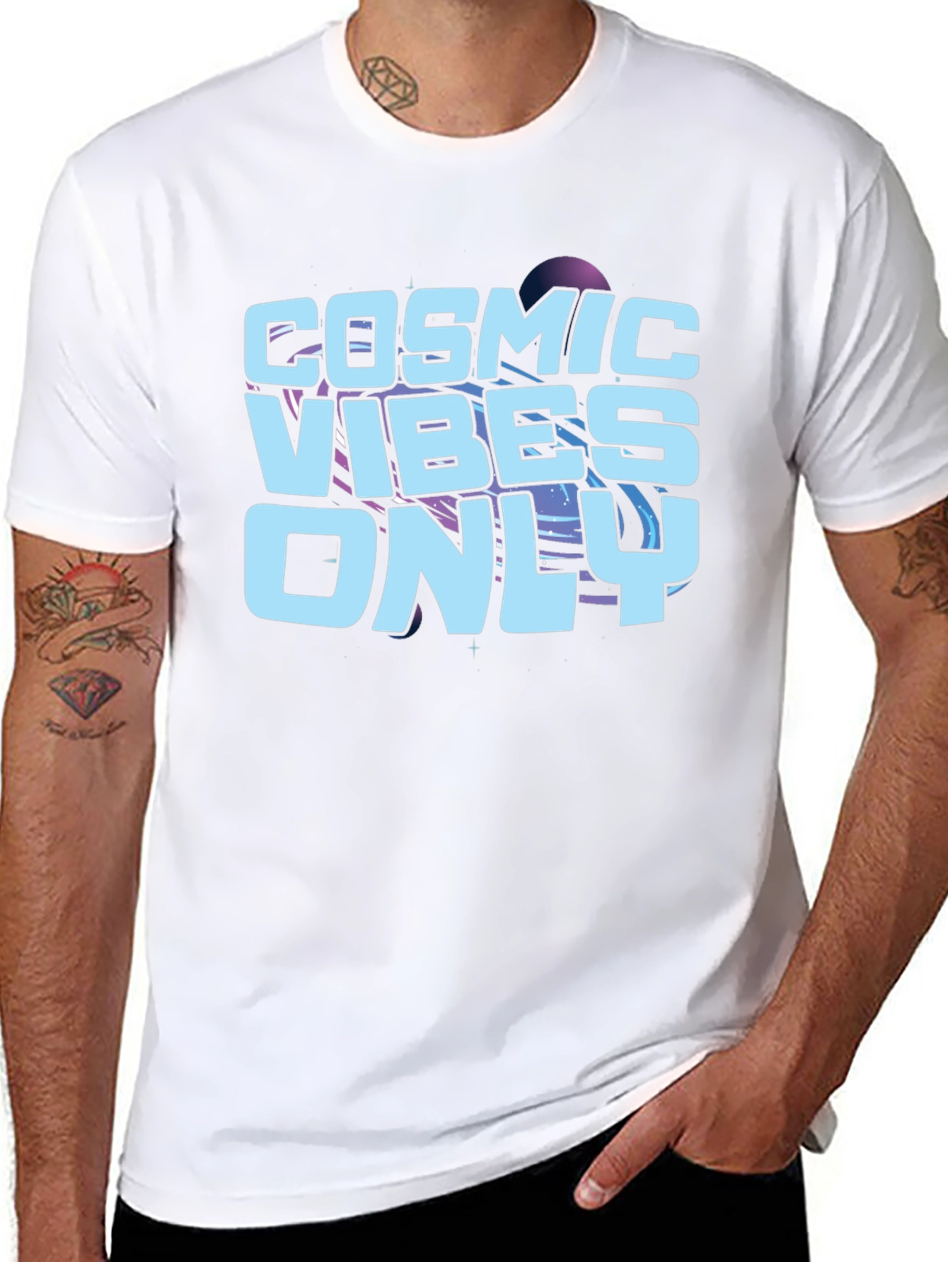 Cosmic Vibes Only Black Graphic Tee