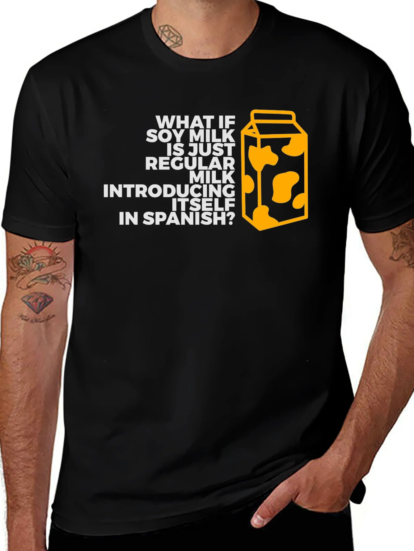 Soy Milk Spanish Joke Black T-Shirt