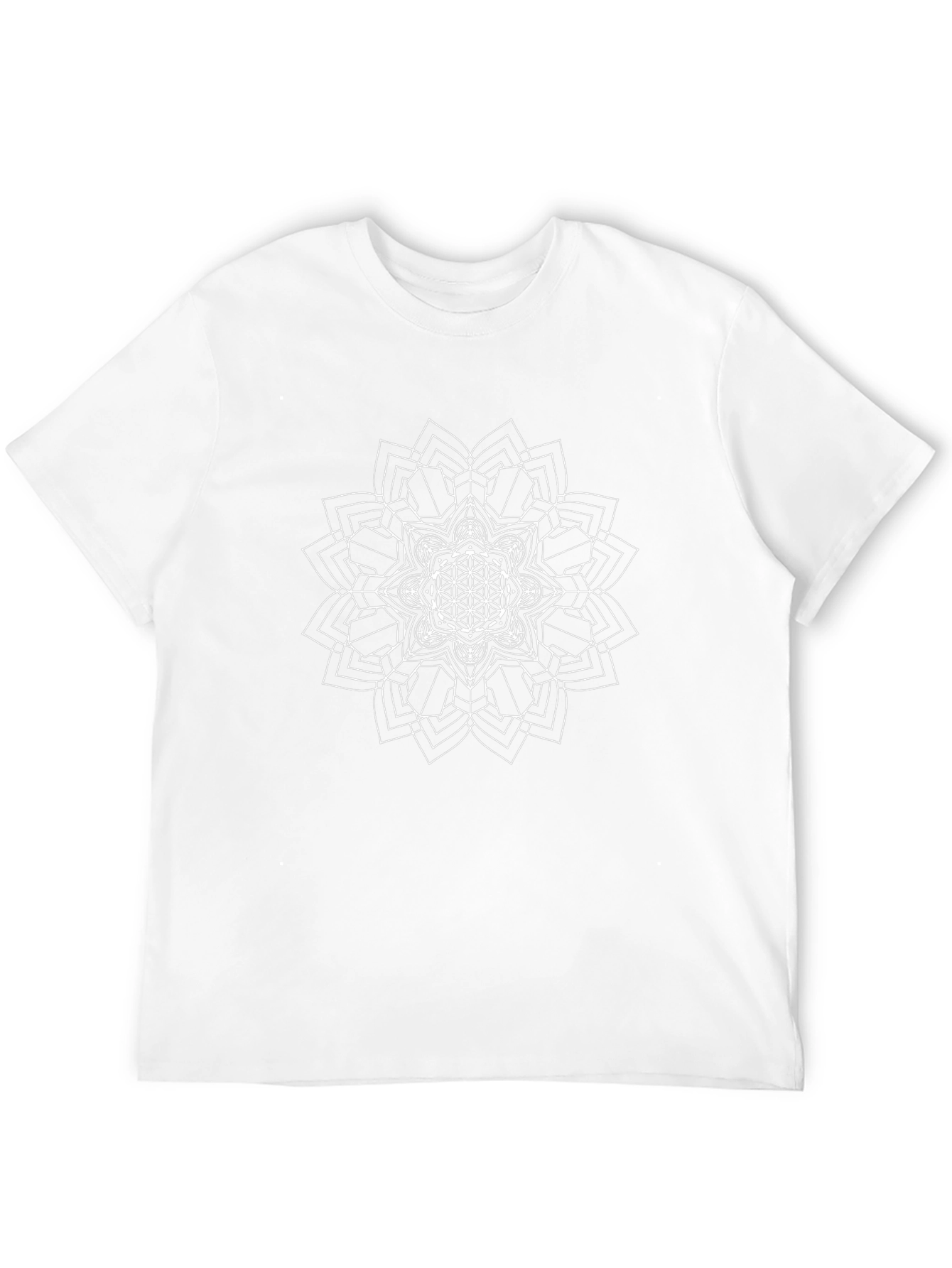 Geometric Mandala Graphic Tee - Black Cotton Blend