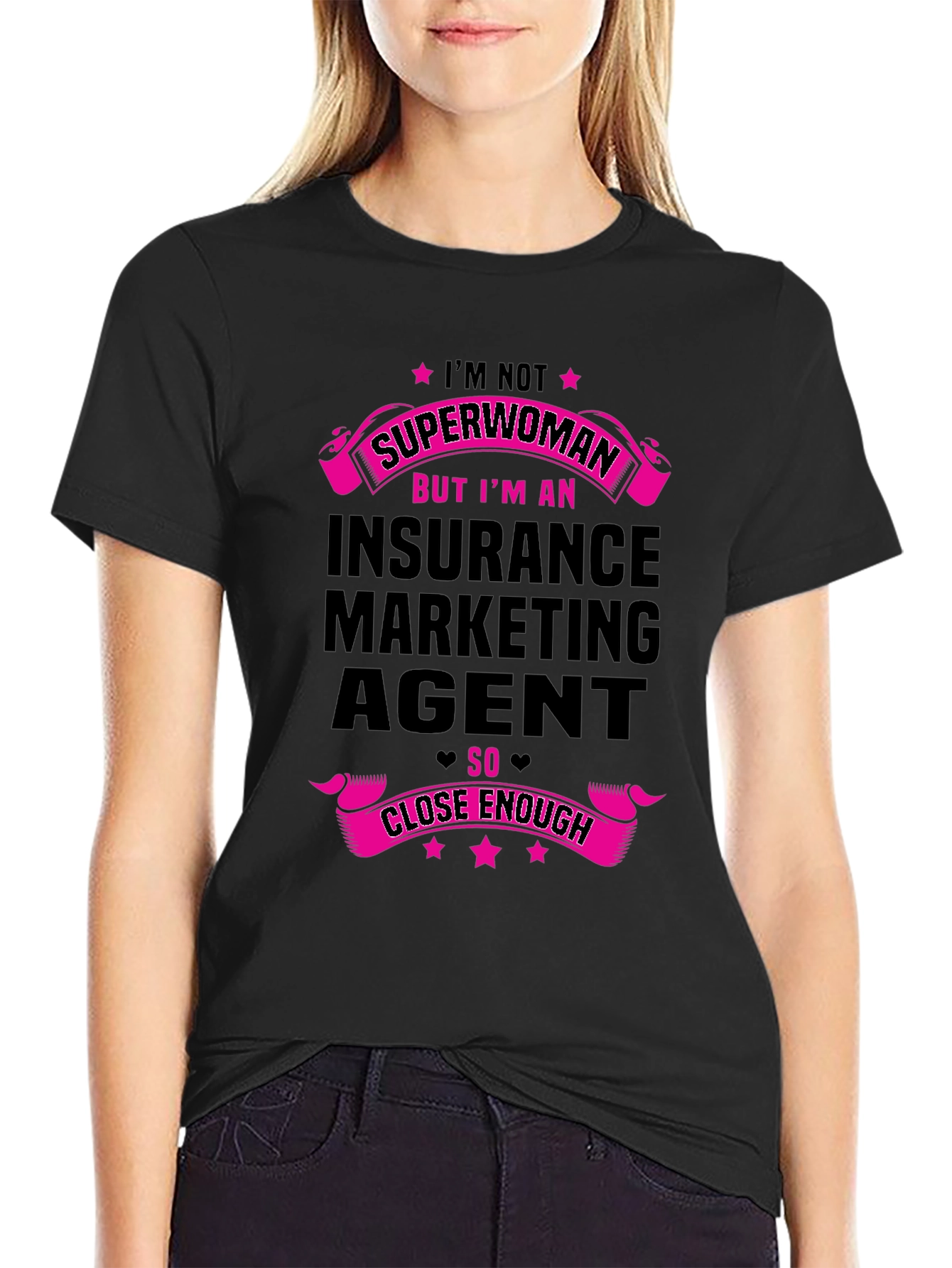Insurance Agent Superwoman Graphic Tee - Black