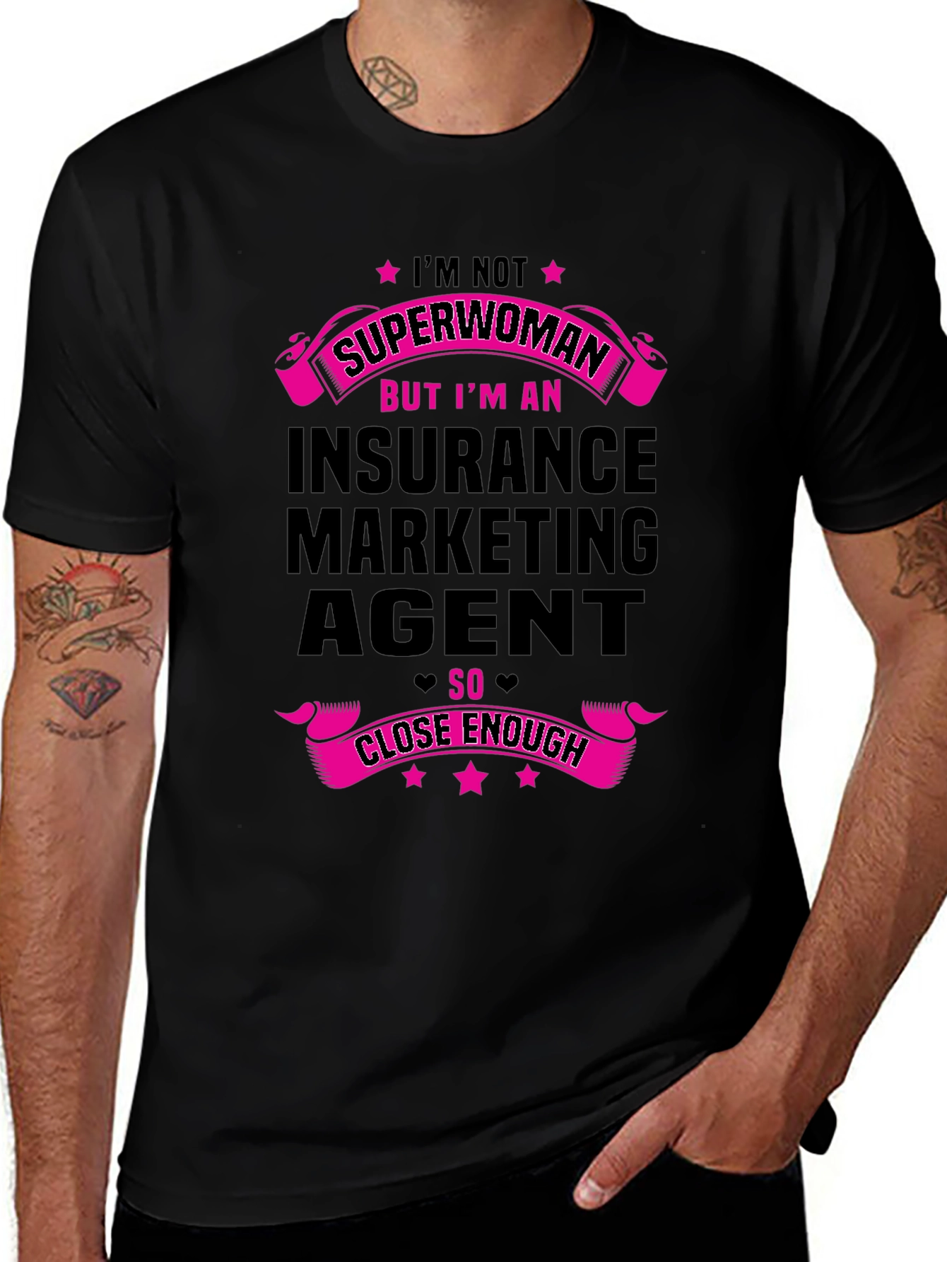 Insurance Agent Superwoman Graphic Tee - Black