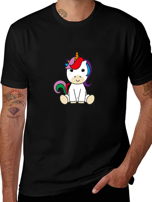 Cute Unicorn Graphic Black T-Shirt