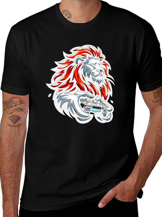 Lion Gamer Graphic Tee - Black