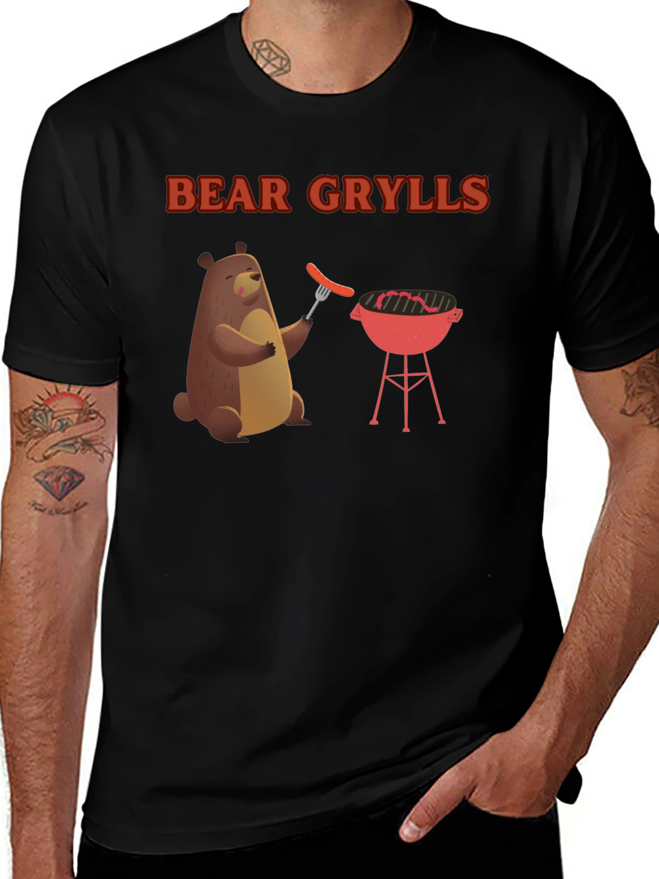 Bear Grylls BBQ T-Shirt - Novelty Grill Tee