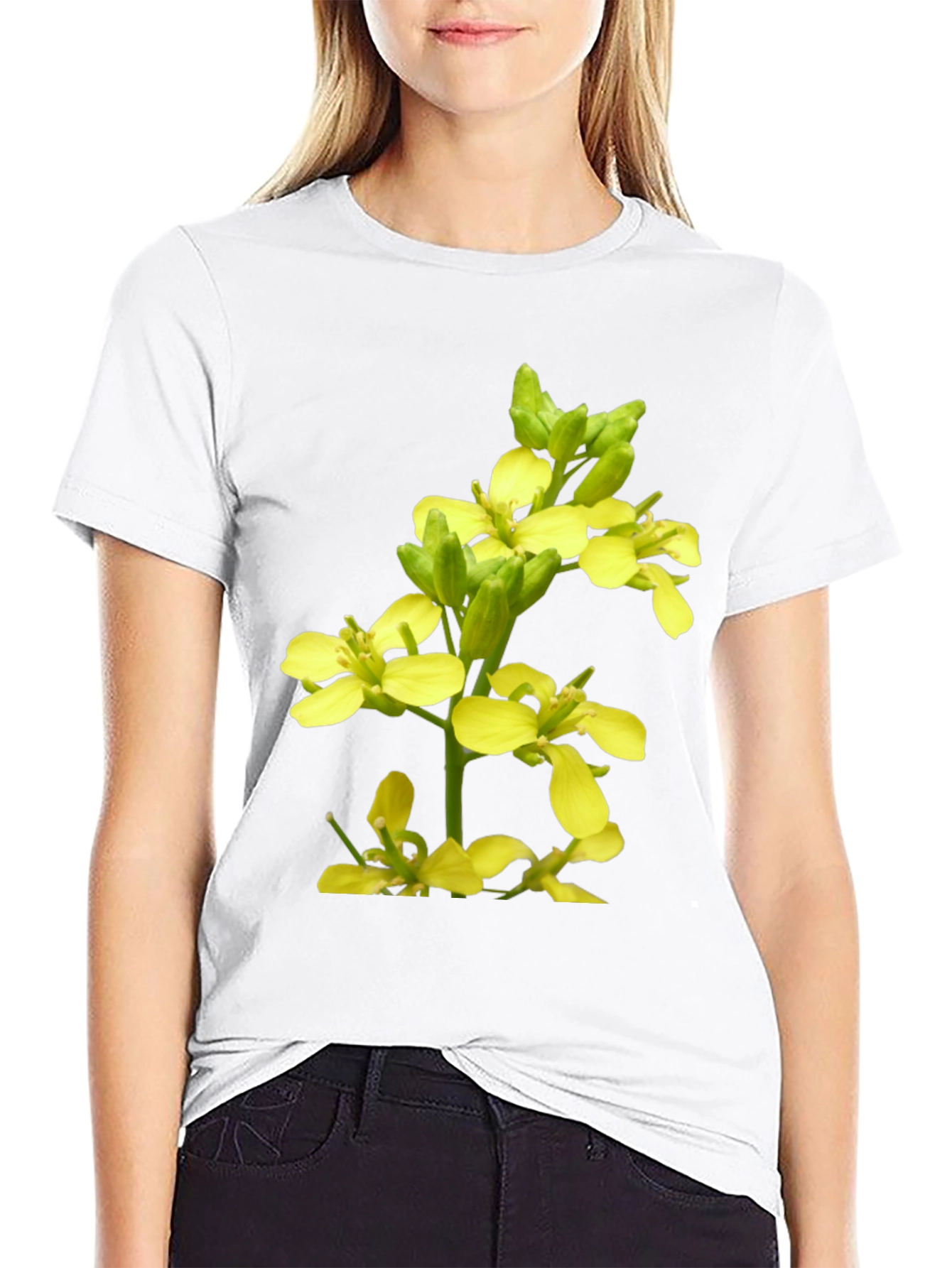 Floral Print T-Shirt - Mustard Flower Graphic Tee