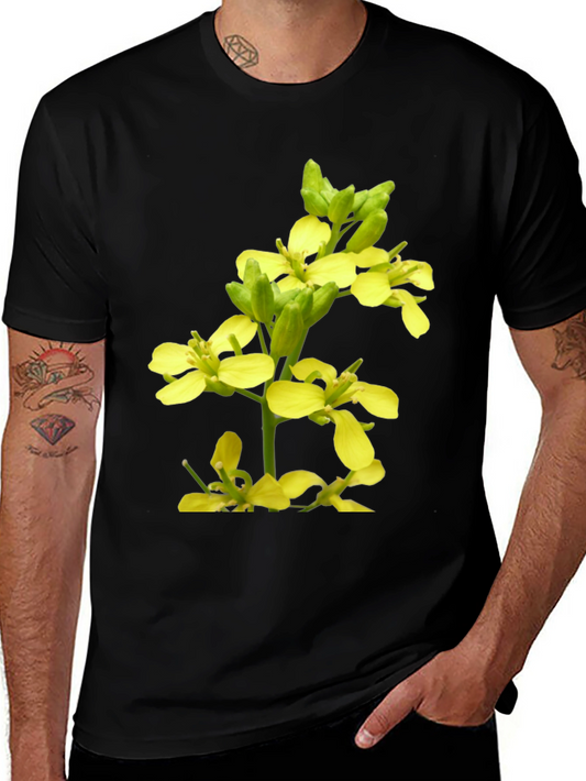 Floral Print T-Shirt - Mustard Flower Graphic Tee