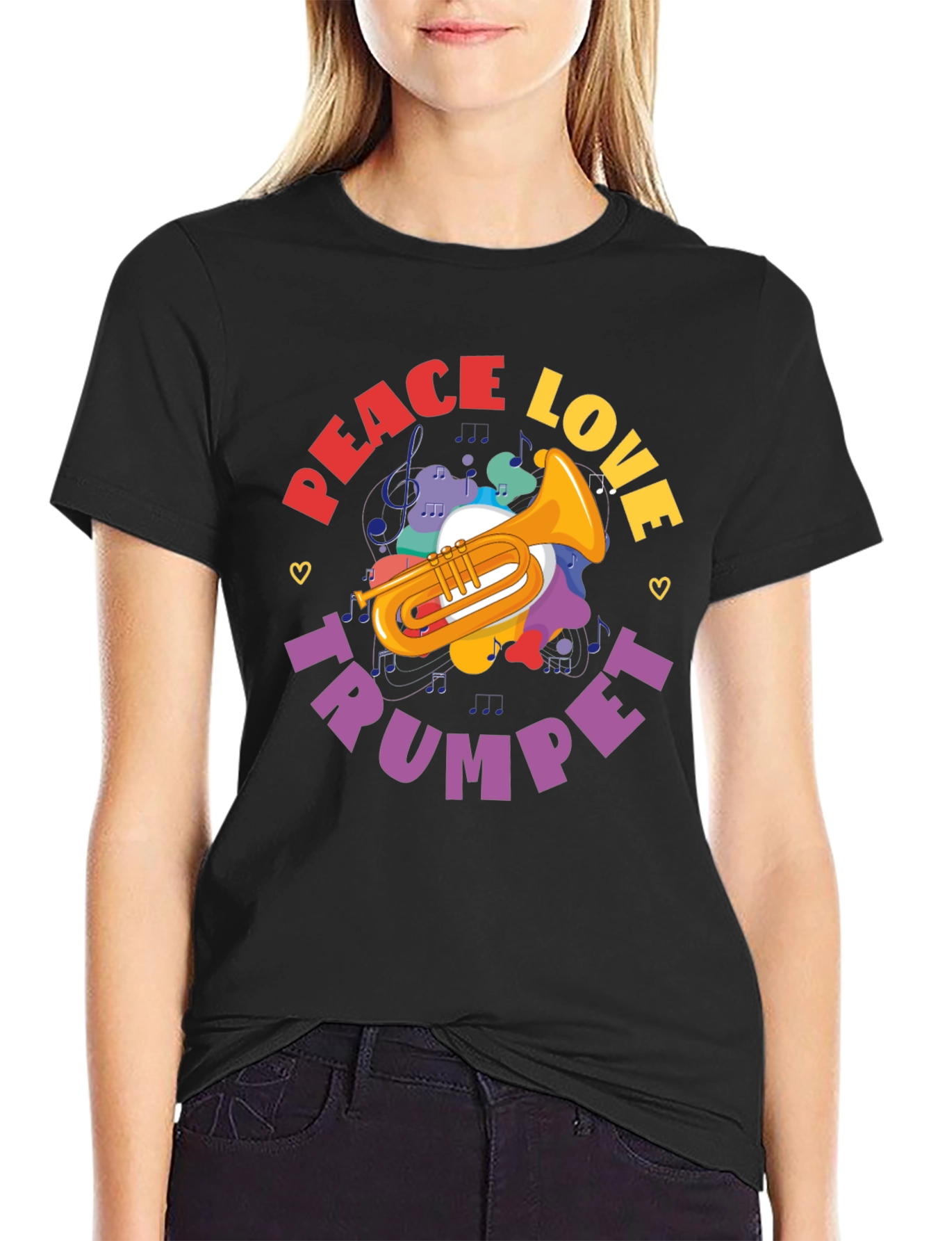 Peace Love Trumpet Graphic T-Shirt
