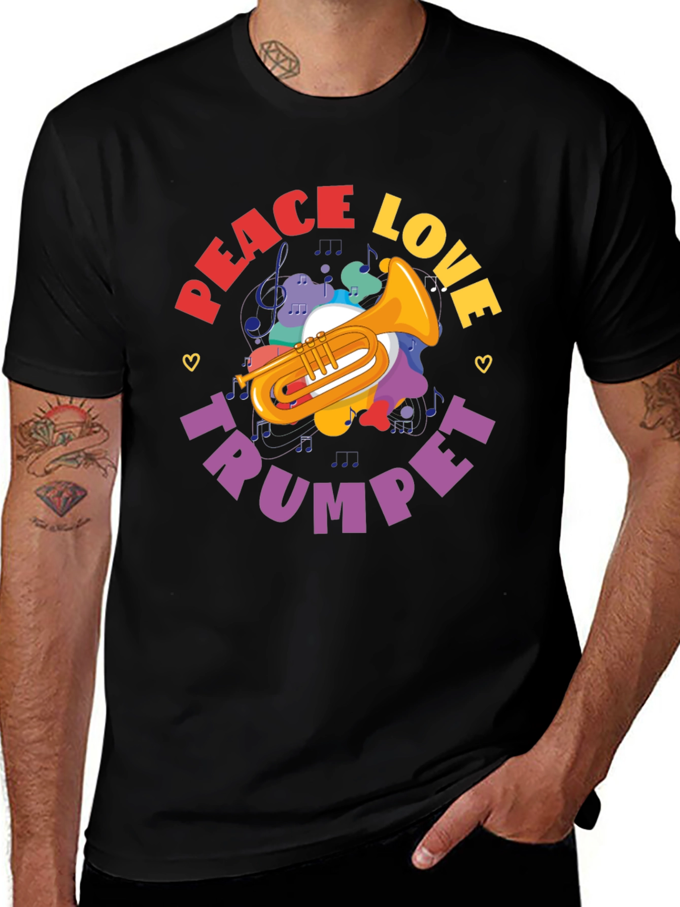 Peace Love Trumpet Graphic T-Shirt