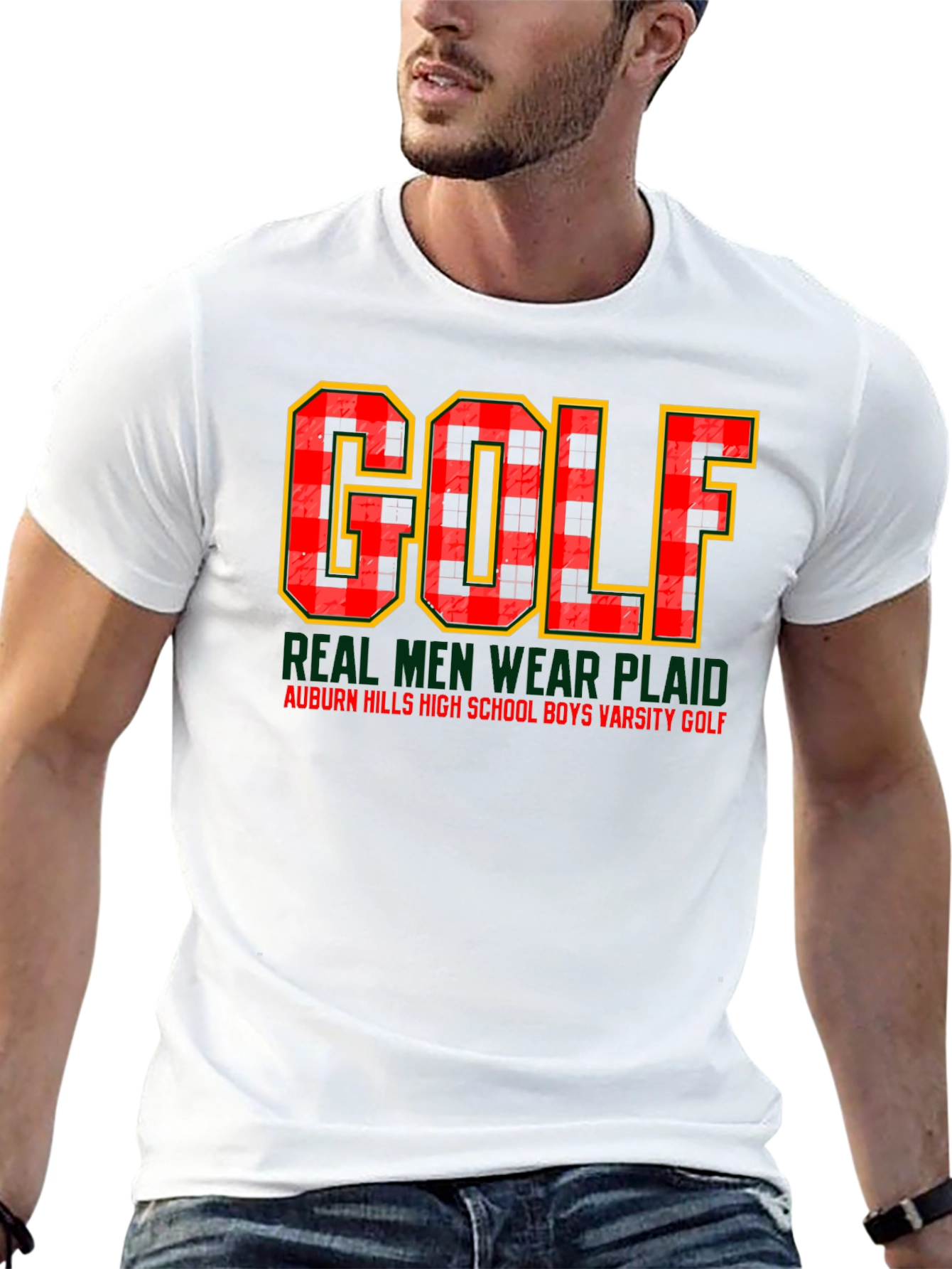 Plaid Golf Varsity T-Shirt - Real Men Wear Plaid