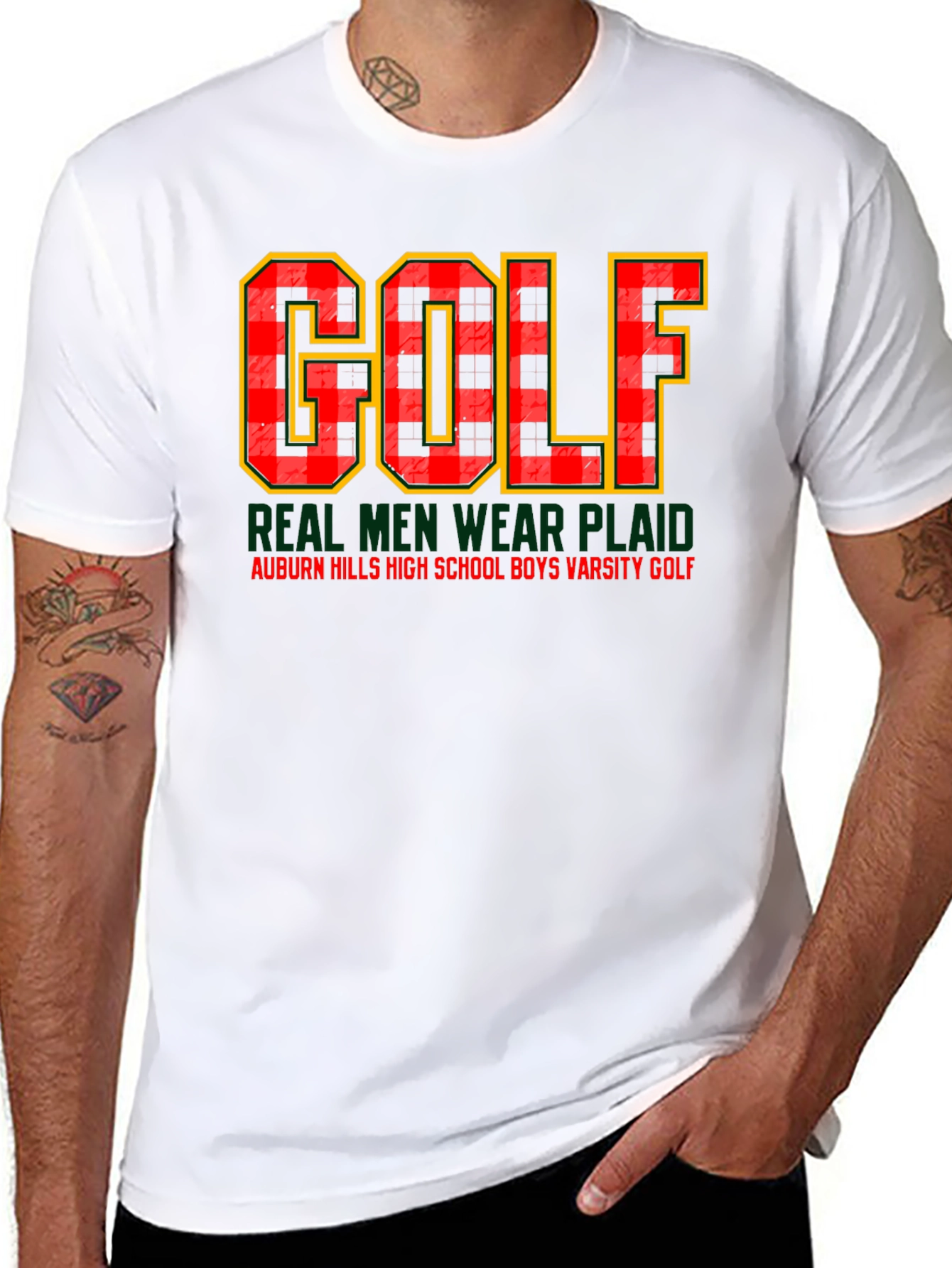 Plaid Golf Varsity T-Shirt - Real Men Wear Plaid