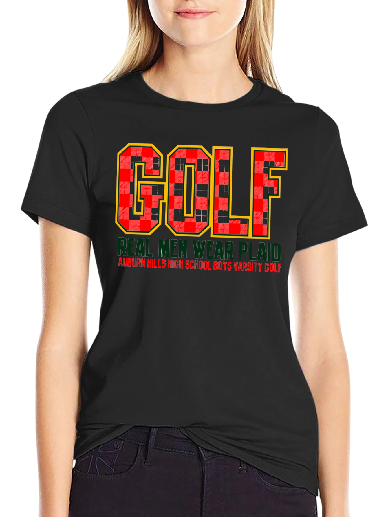 Plaid Golf Varsity T-Shirt - Real Men Wear Plaid