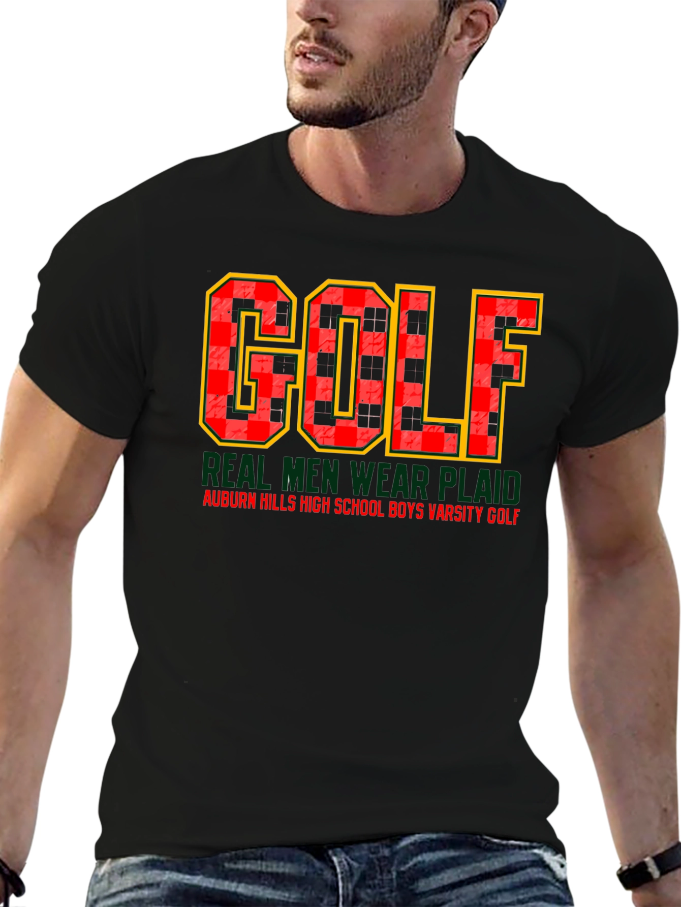 Plaid Golf Varsity T-Shirt - Real Men Wear Plaid