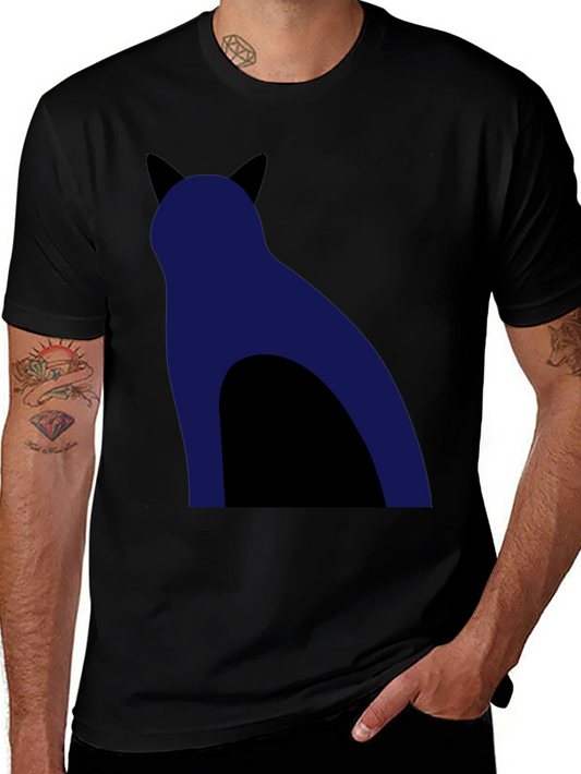 Cool Cat Silhouette Graphic Tee - Black
