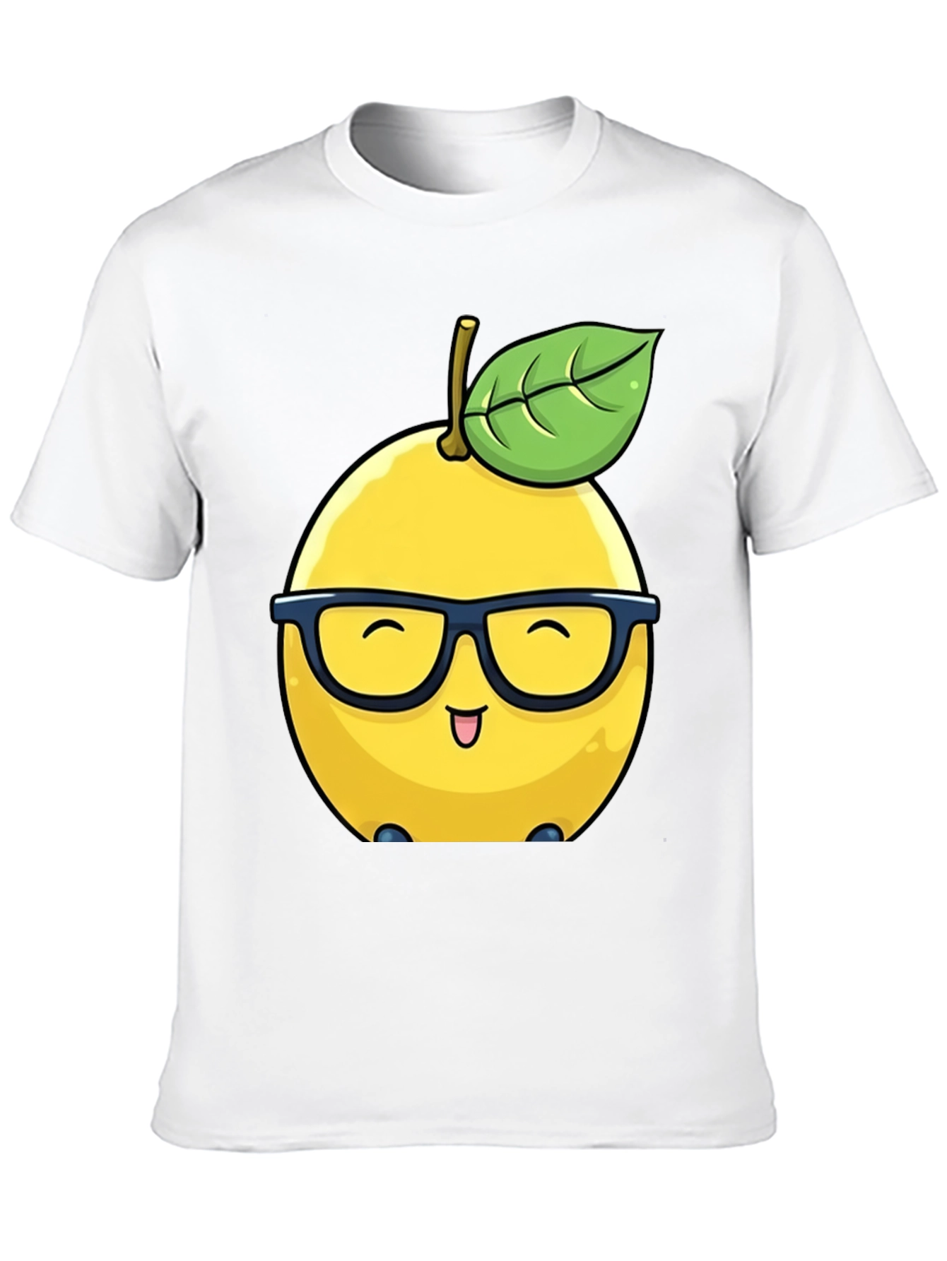 Funny Lemon with Glasses Black T-Shirt
