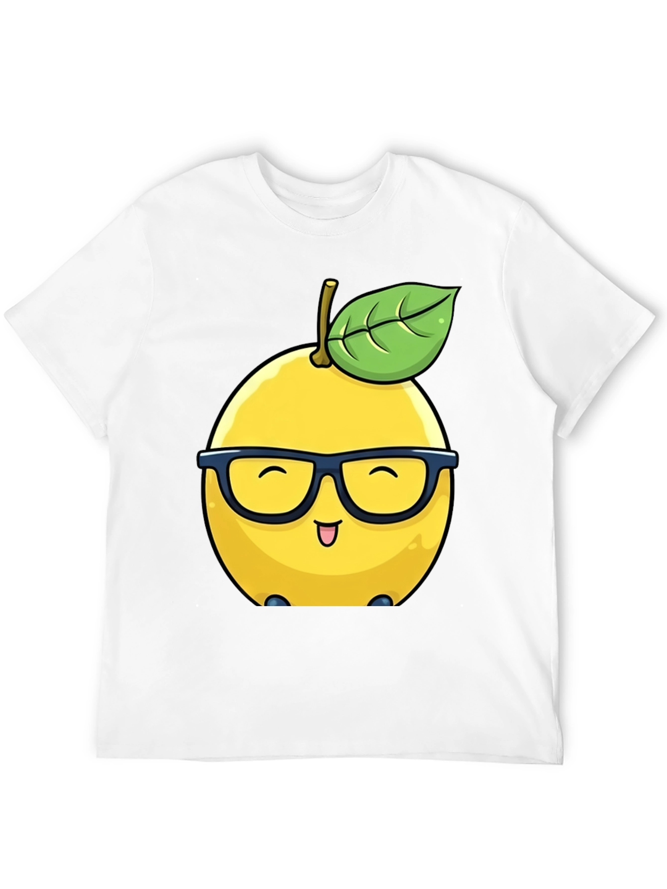 Funny Lemon with Glasses Black T-Shirt
