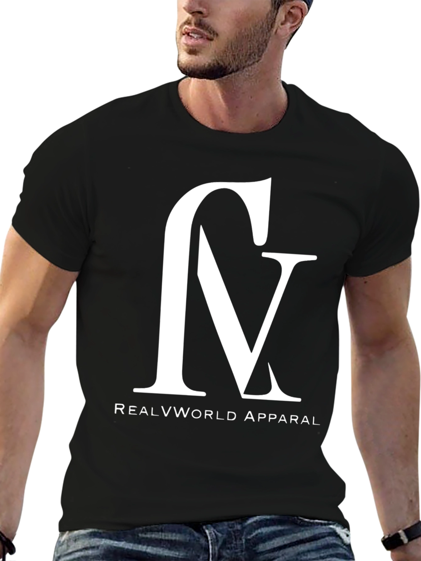 Real V World Apparel Black Graphic Tee