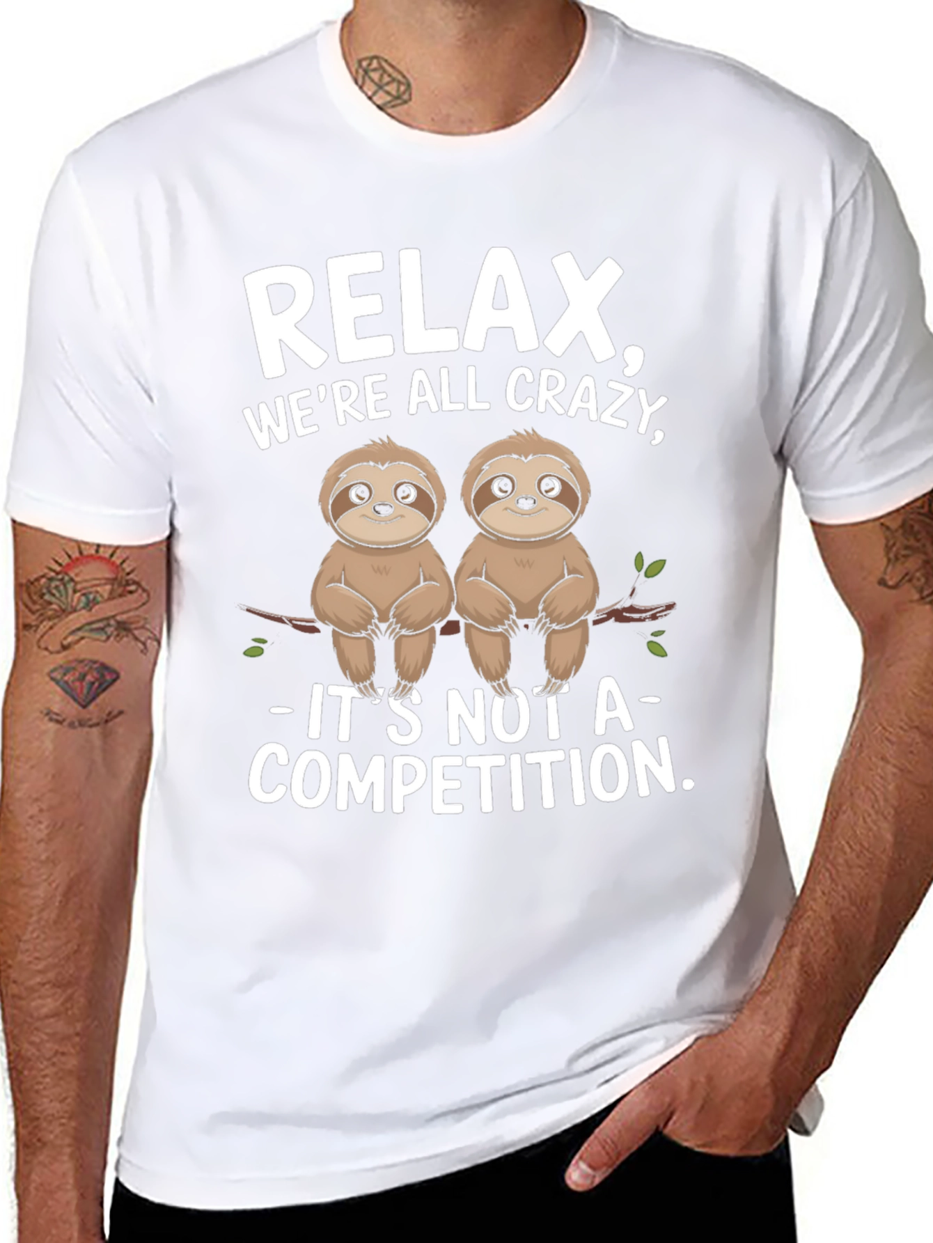 Relax Were All Crazy Sloth Graphic Tee