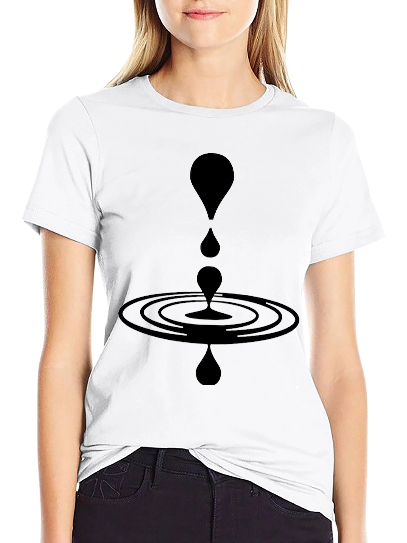Modern Black Water Droplet Ripple Graphic T-Shirt