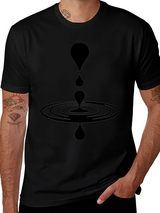 Modern Black Water Droplet Ripple Graphic T-Shirt