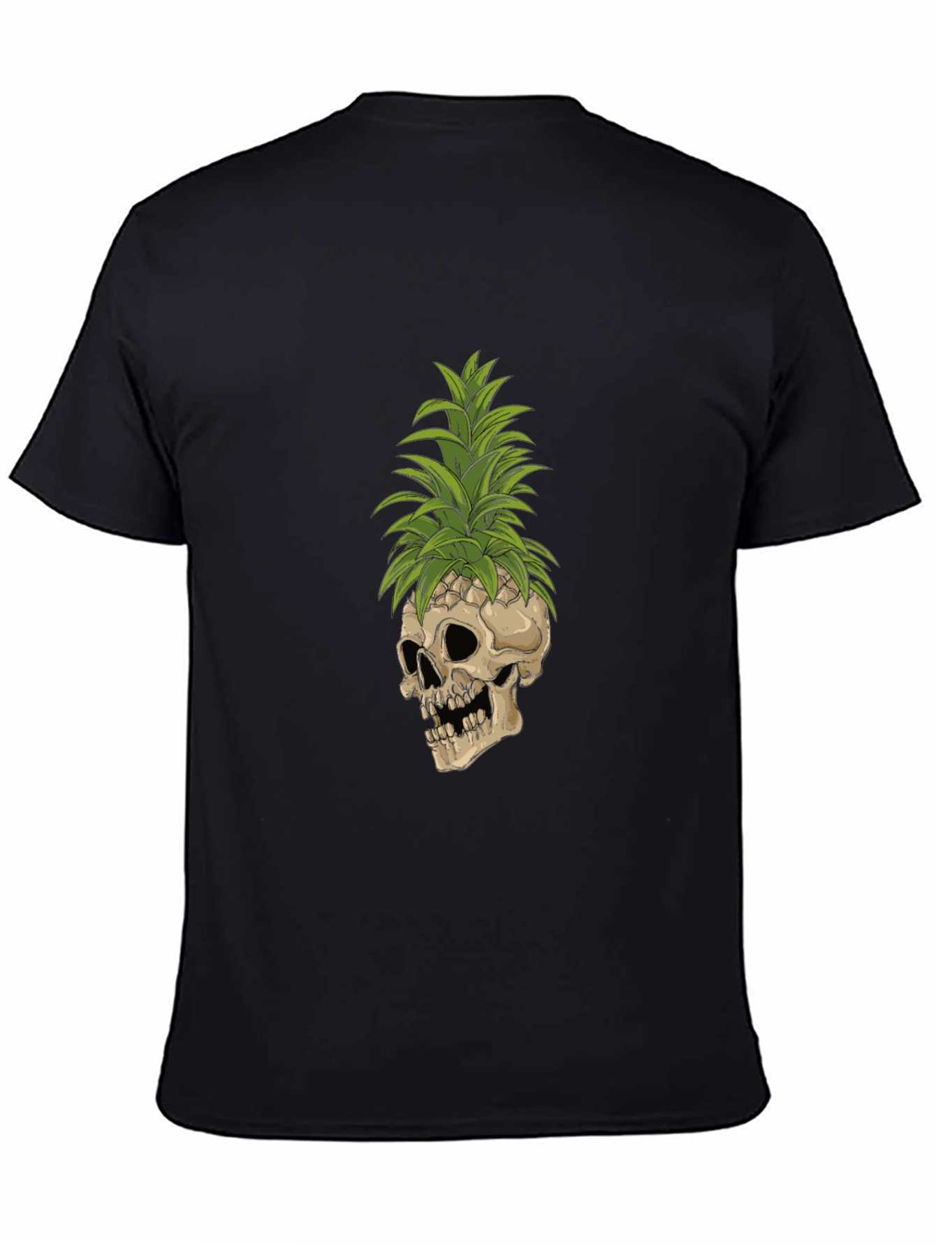 Skull Pineapple Graphic Tee - Black Cotton T-Shirt