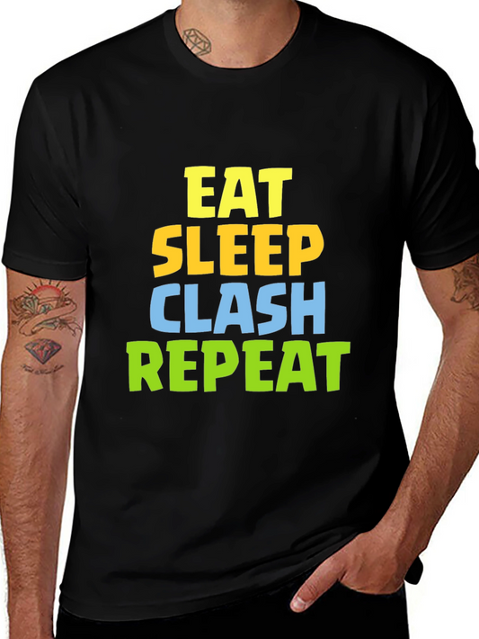 Eat Sleep Clash Repeat Black T-Shirt